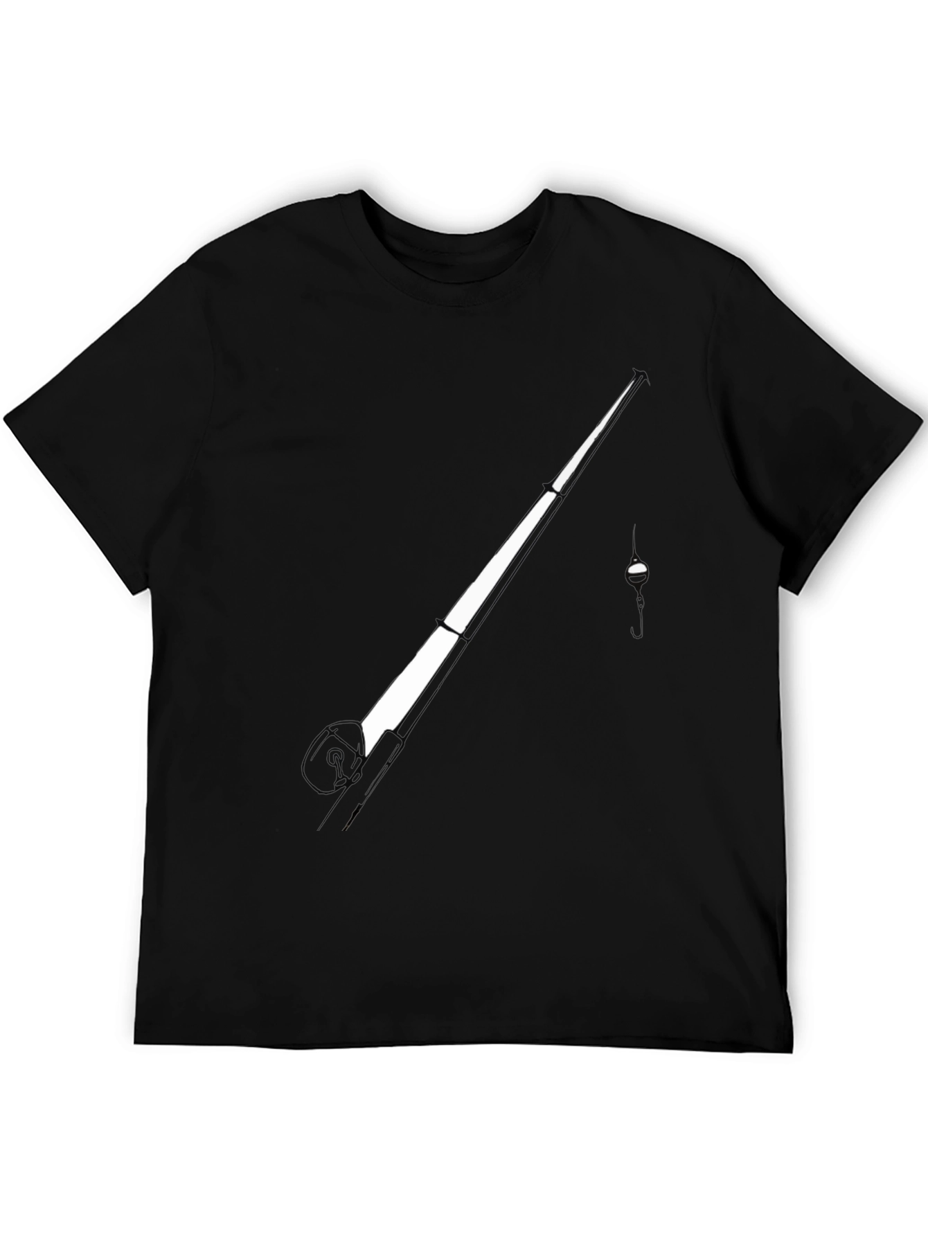 Fishing Rod Graphic Tee - Black Cotton Blend