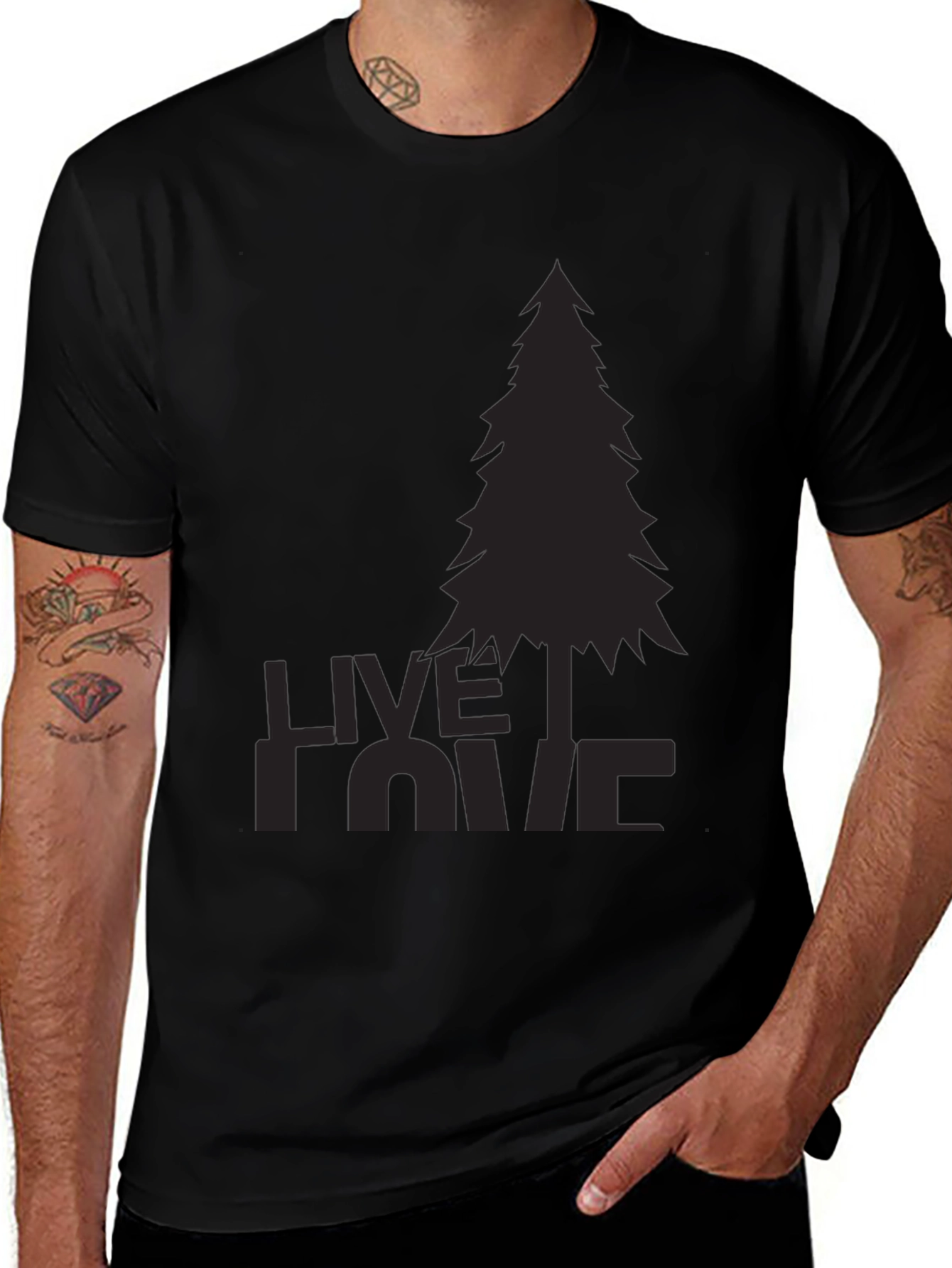 Nature Lovers Black Tee - Live Love Pine