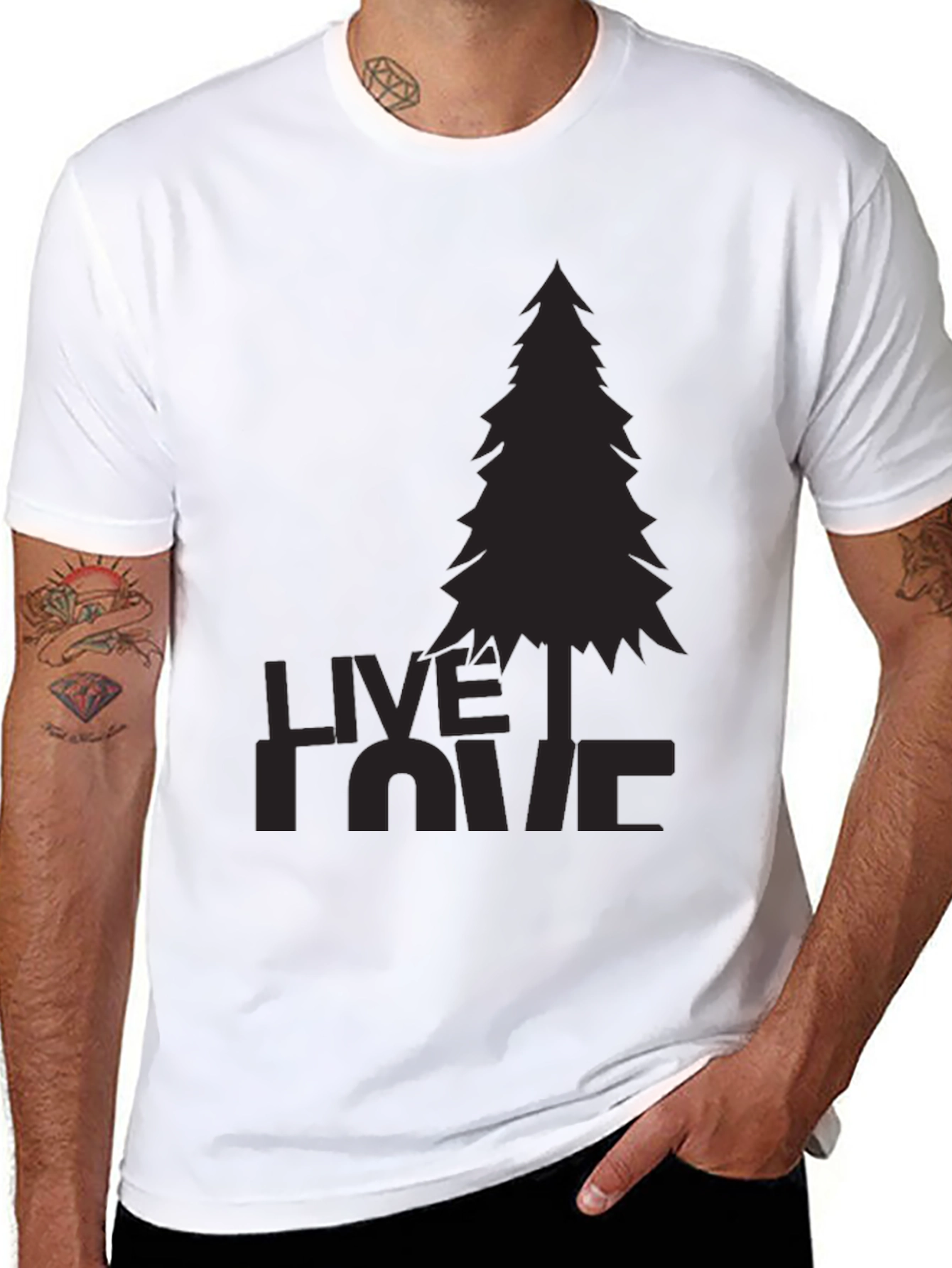 Nature Lovers Black Tee - Live Love Pine