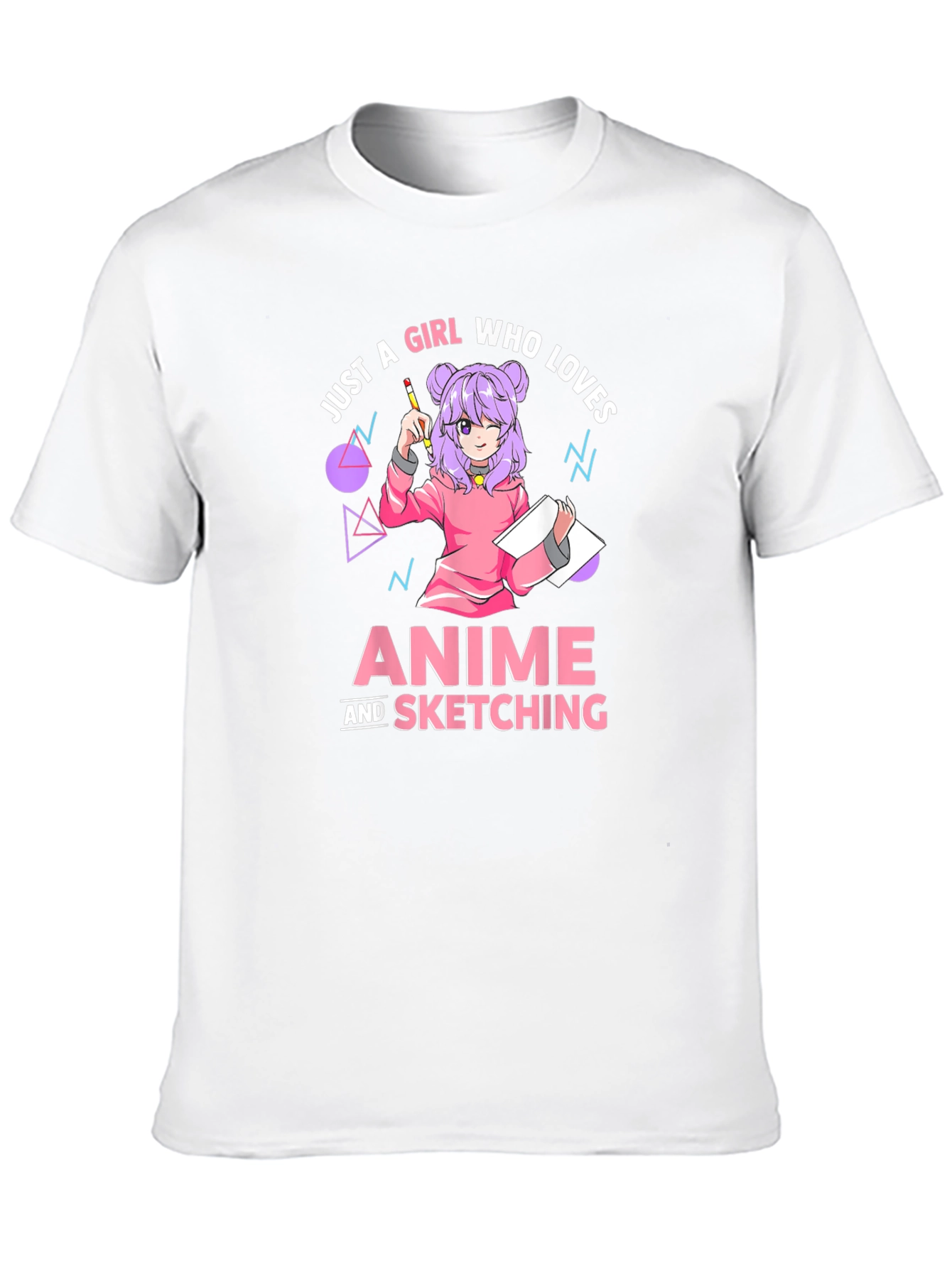 Anime and Sketching Girl T-Shirt - Black