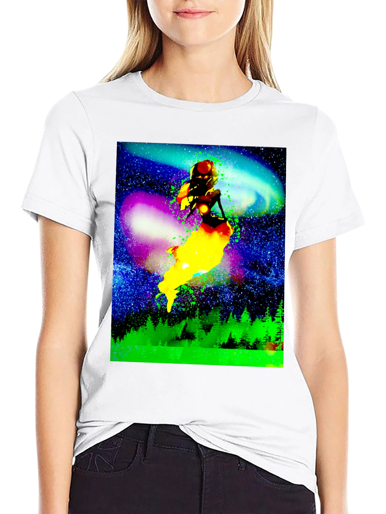 Cosmic Mermaid Graphic Tee - Unique Space Design