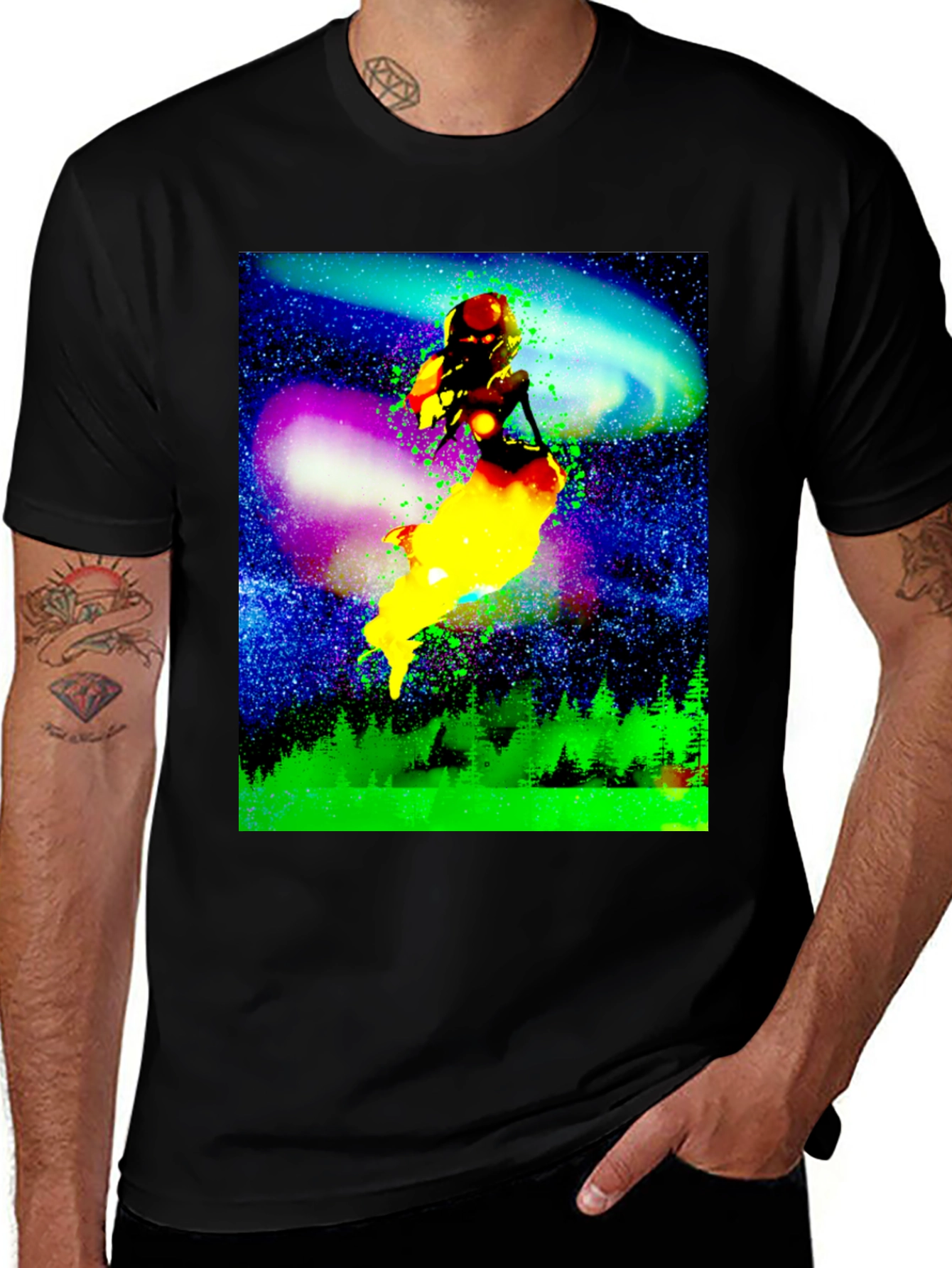 Cosmic Mermaid Graphic Tee - Unique Space Design