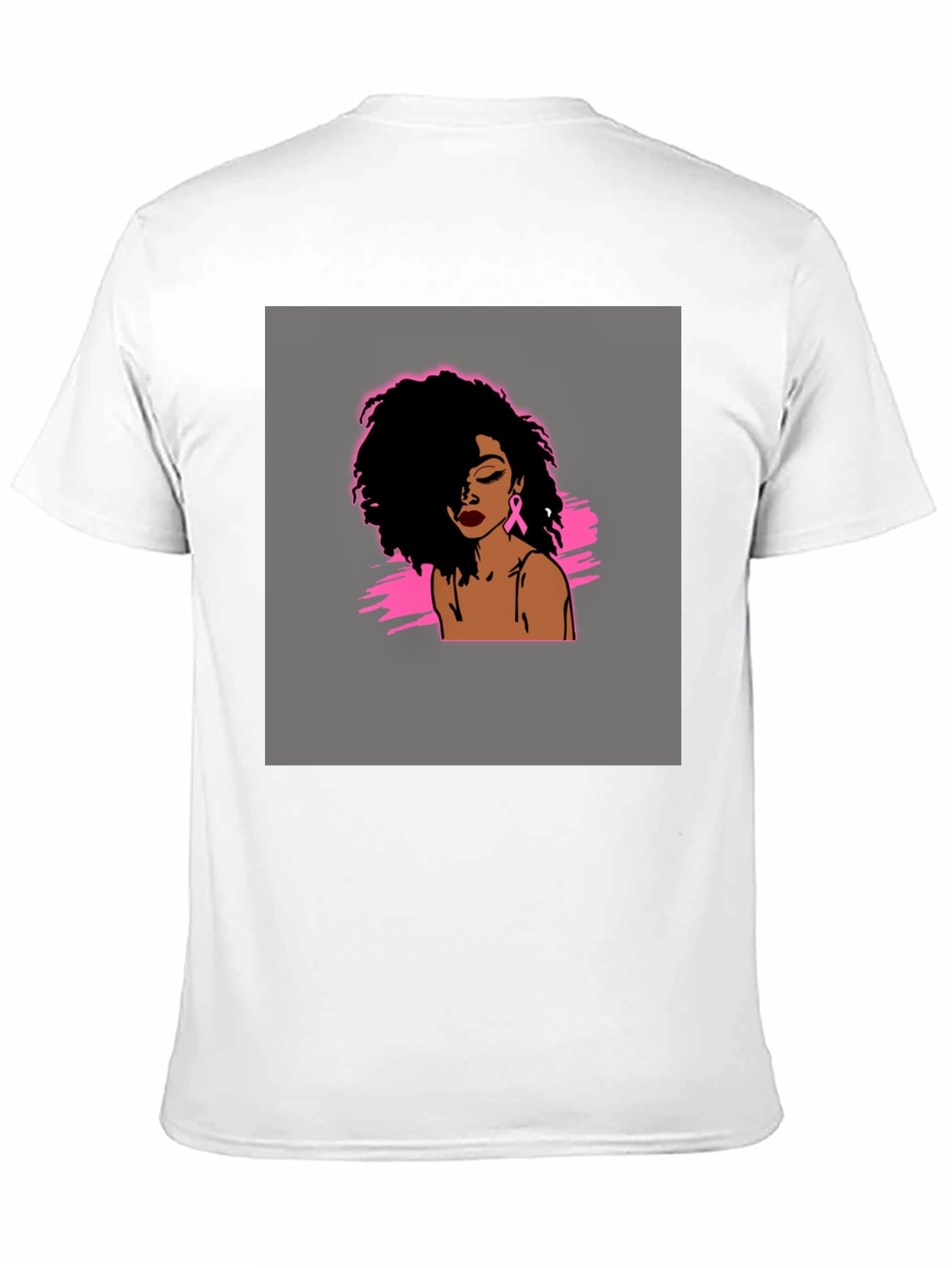 Black T-Shirt with Woman Breast Cancer Awareness Design