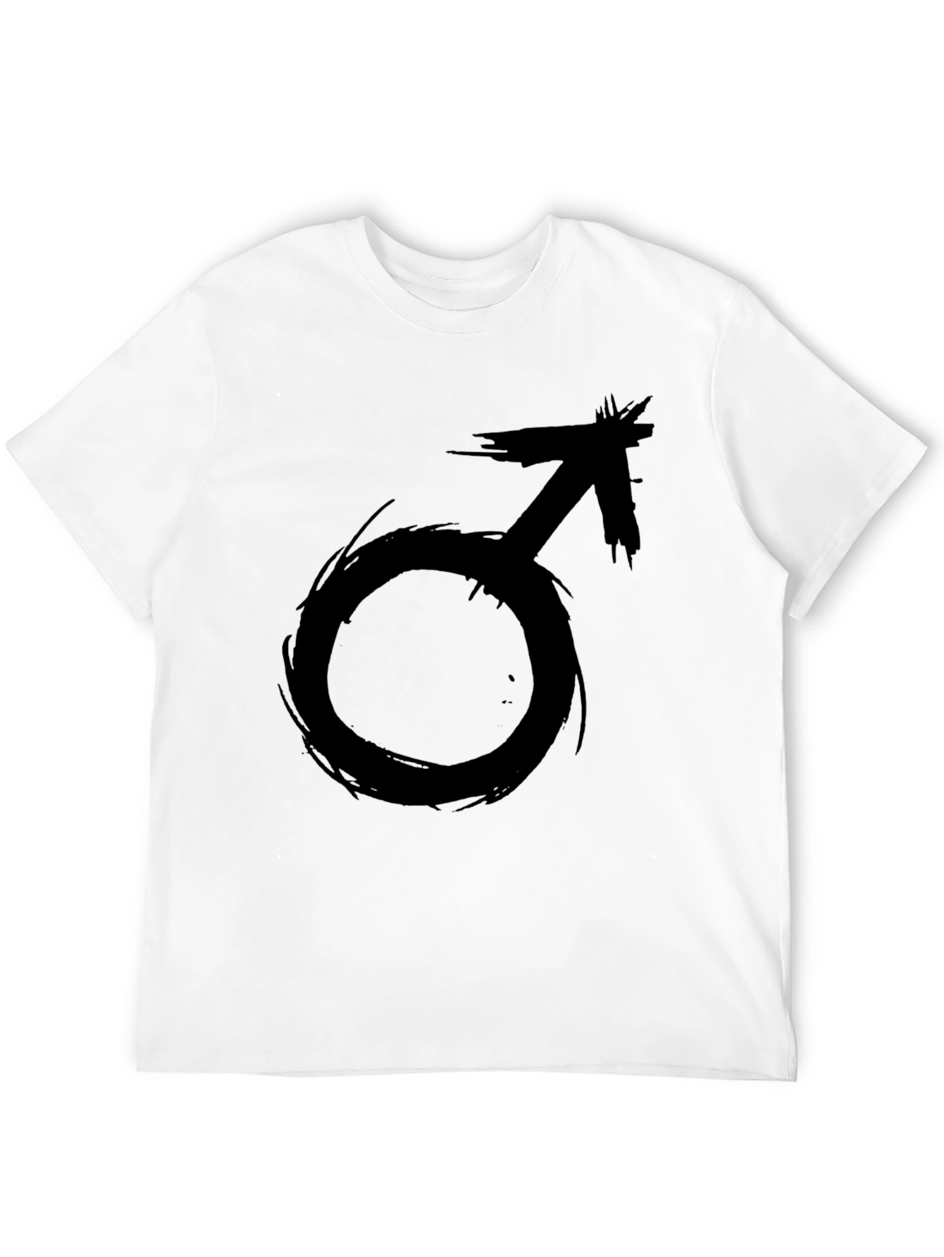 Edgy Black T-Shirt with Grunge Male Symbol
