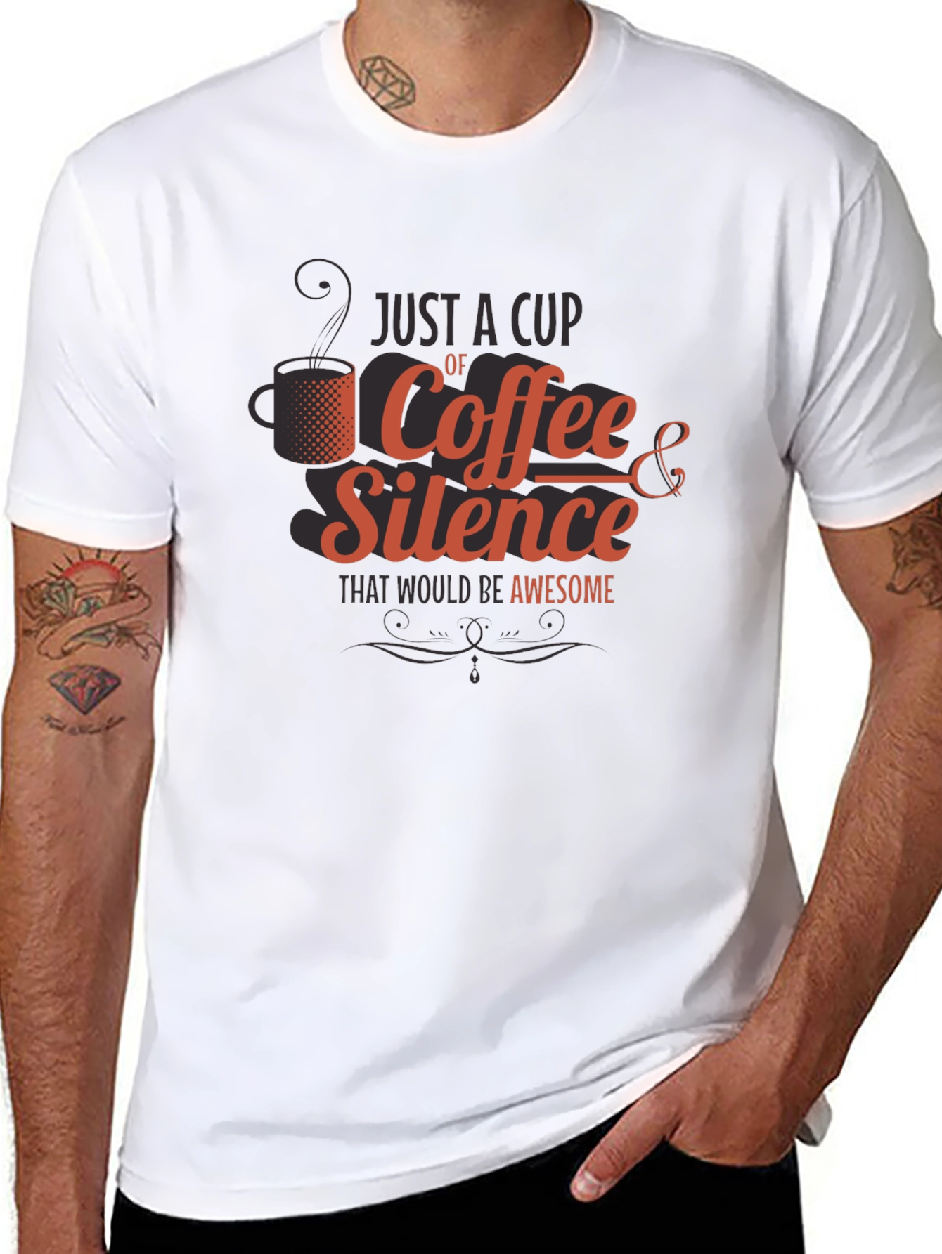Coffee & Silence T-Shirt - Awesome Slogan Tee