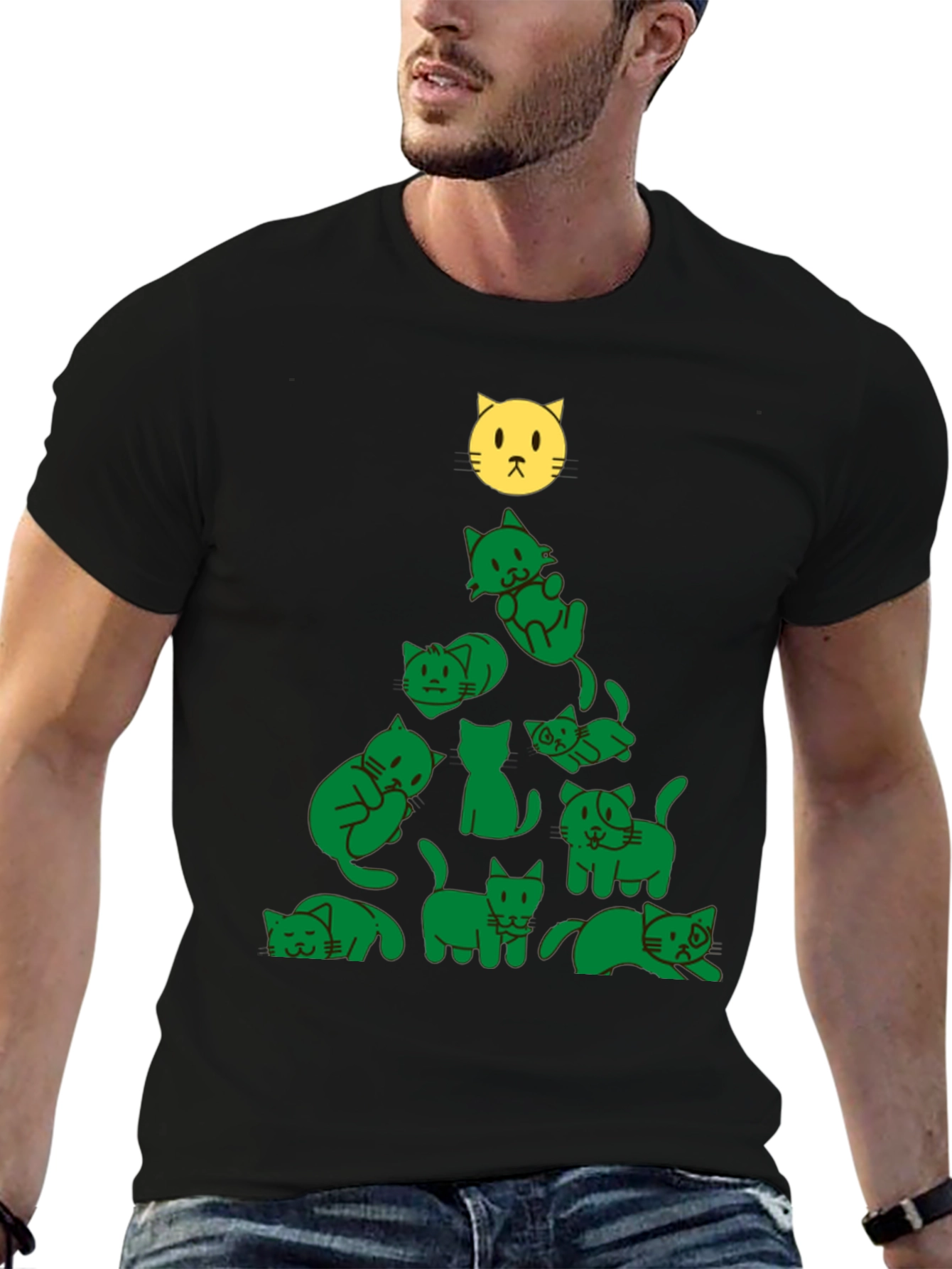 Festive Cat Christmas Tree T-Shirt