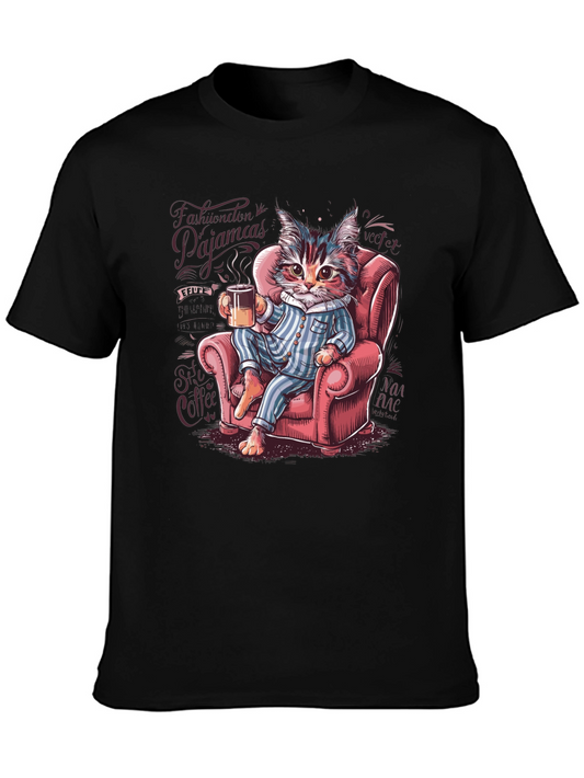 Cat in Pajamas Graphic Tee - Cozy & Stylish