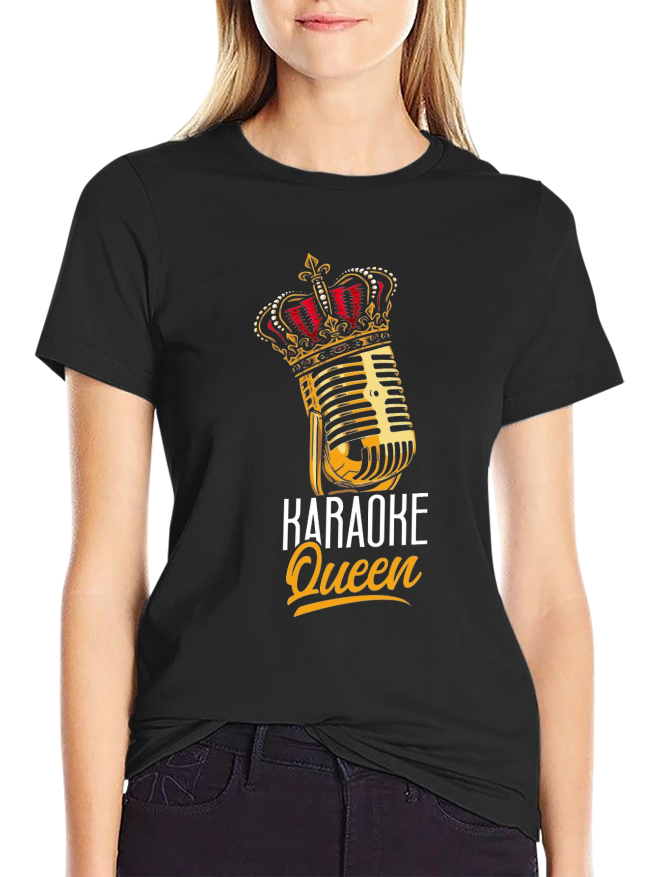 Karaoke Queen Black Graphic T-Shirt