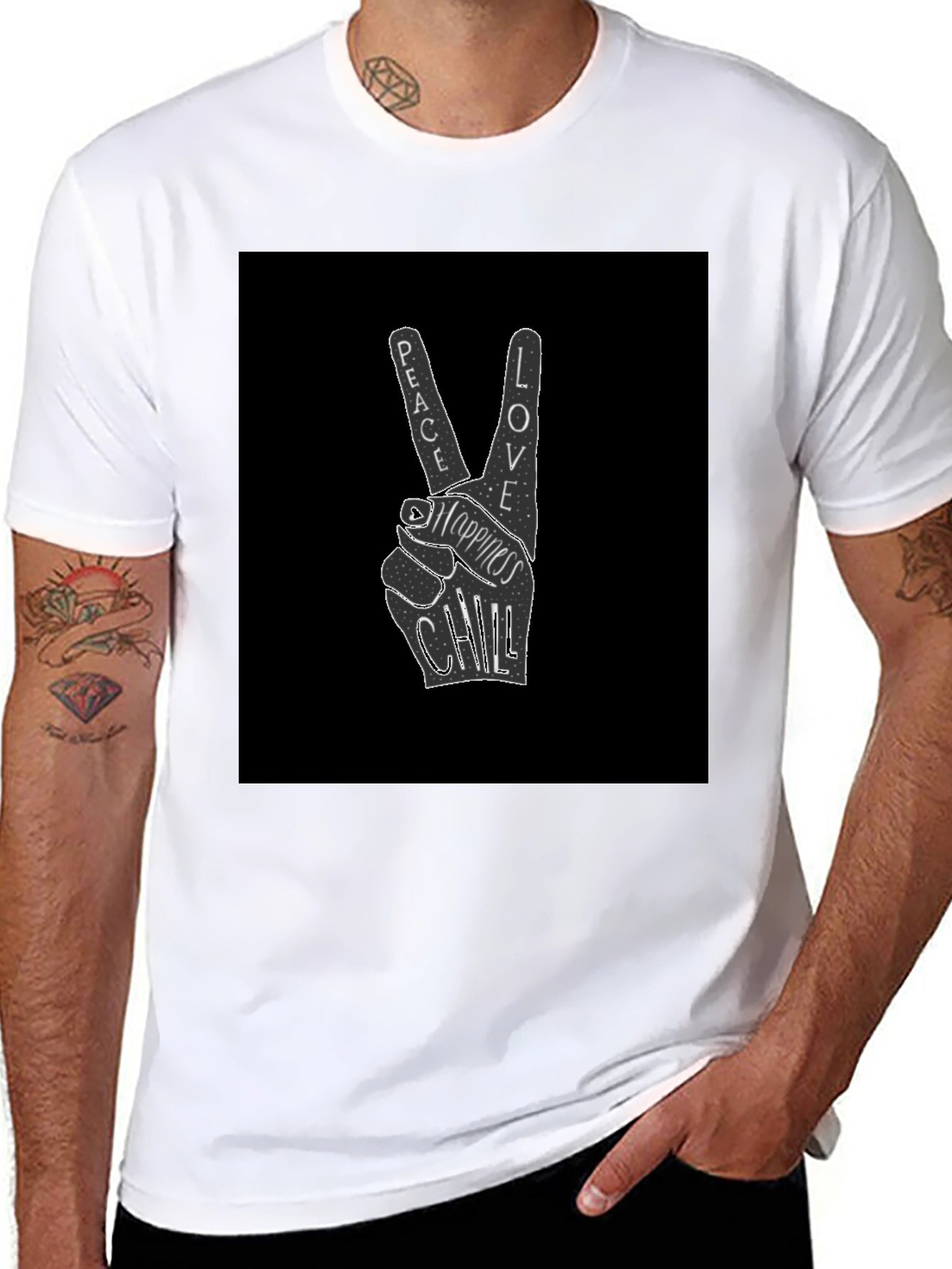 Peace Love Happiness Chill Graphic Tee