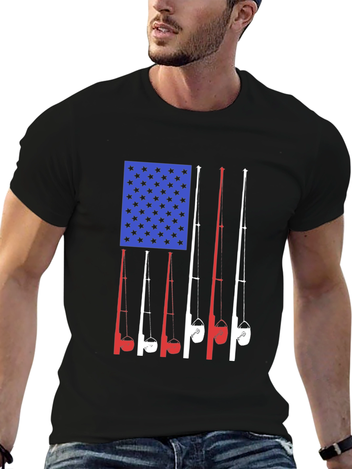 American Flag Fishing Rods T-Shirt