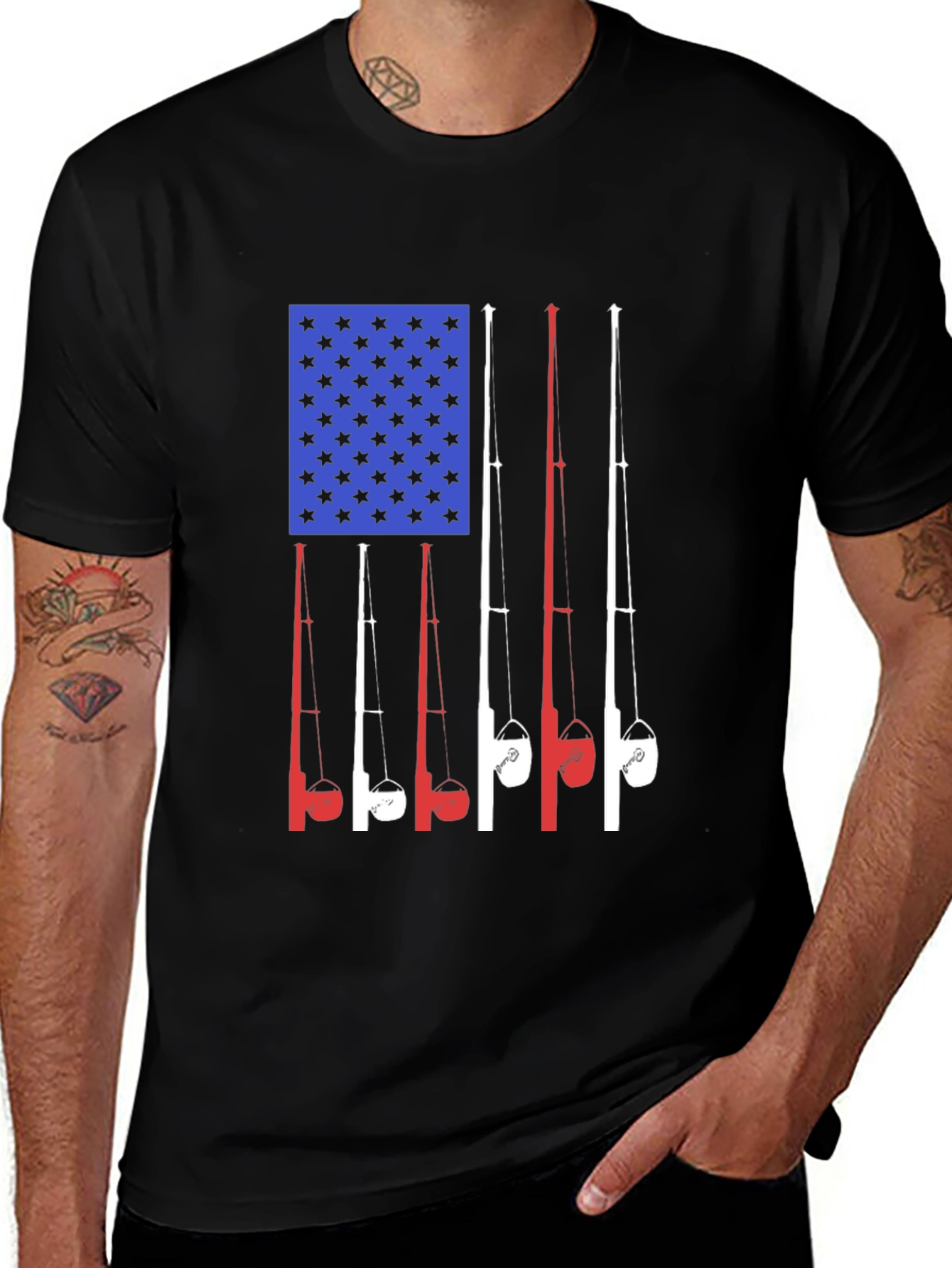American Flag Fishing Rods T-Shirt