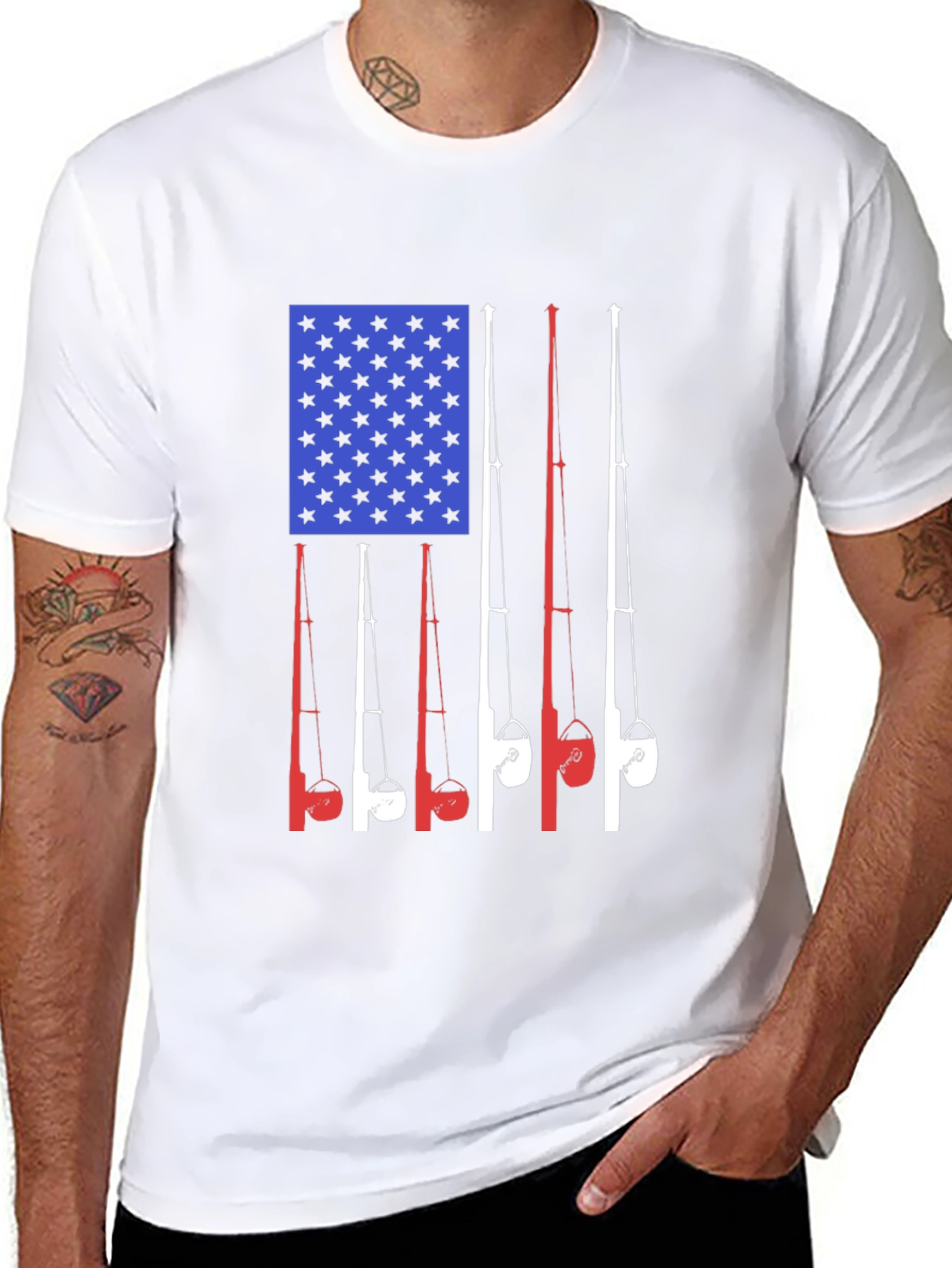 American Flag Fishing Rods T-Shirt