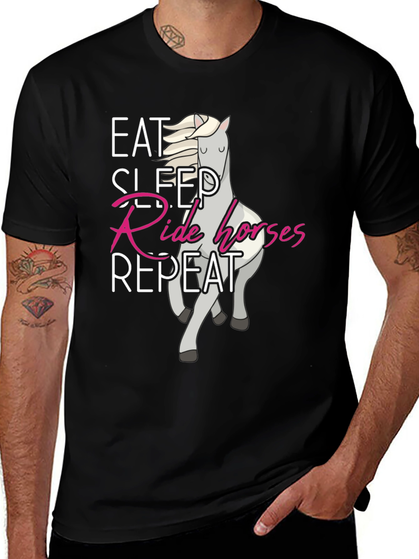 Eat Sleep Ride Horses Repeat Black T-Shirt