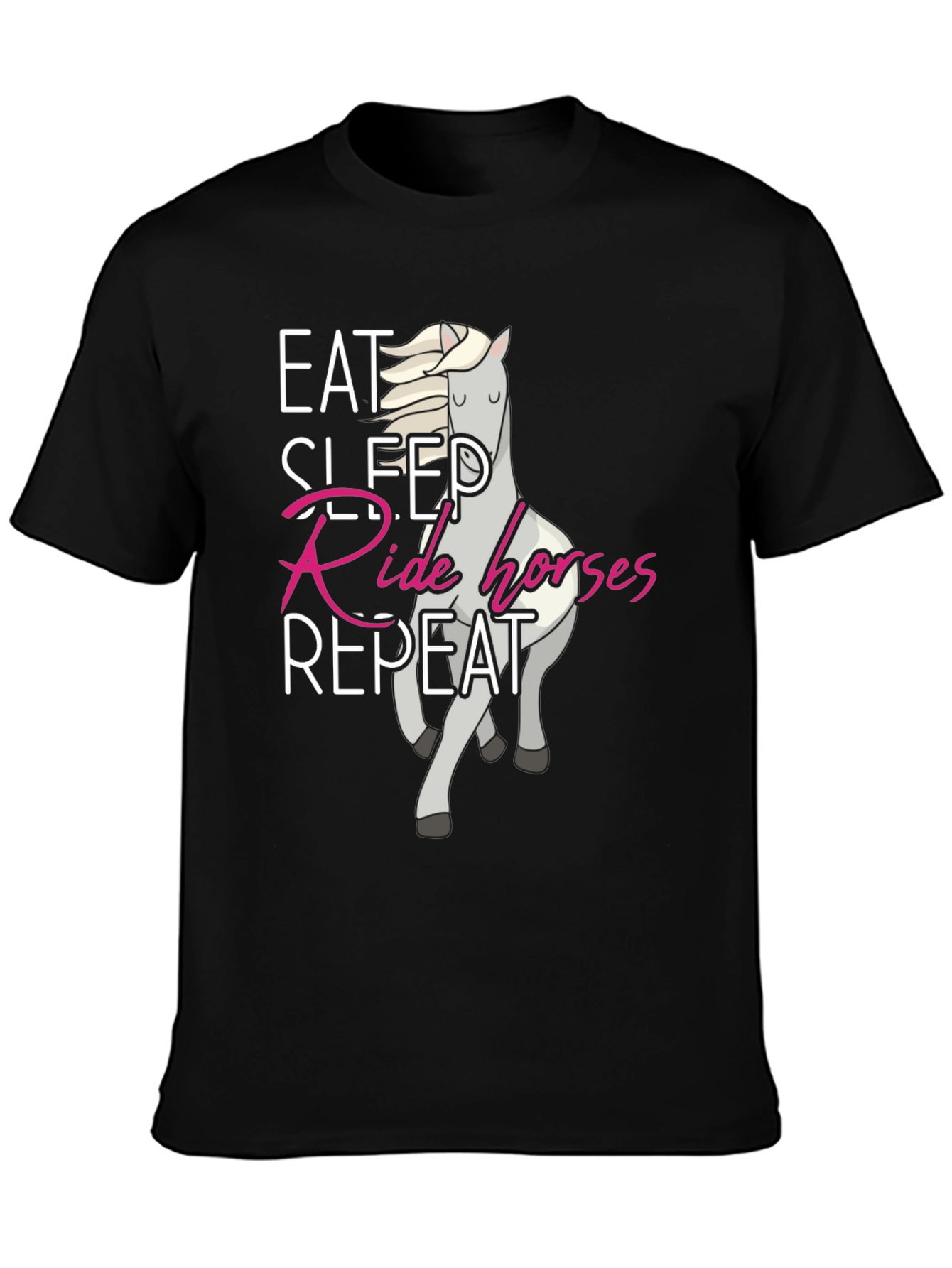 Eat Sleep Ride Horses Repeat Black T-Shirt