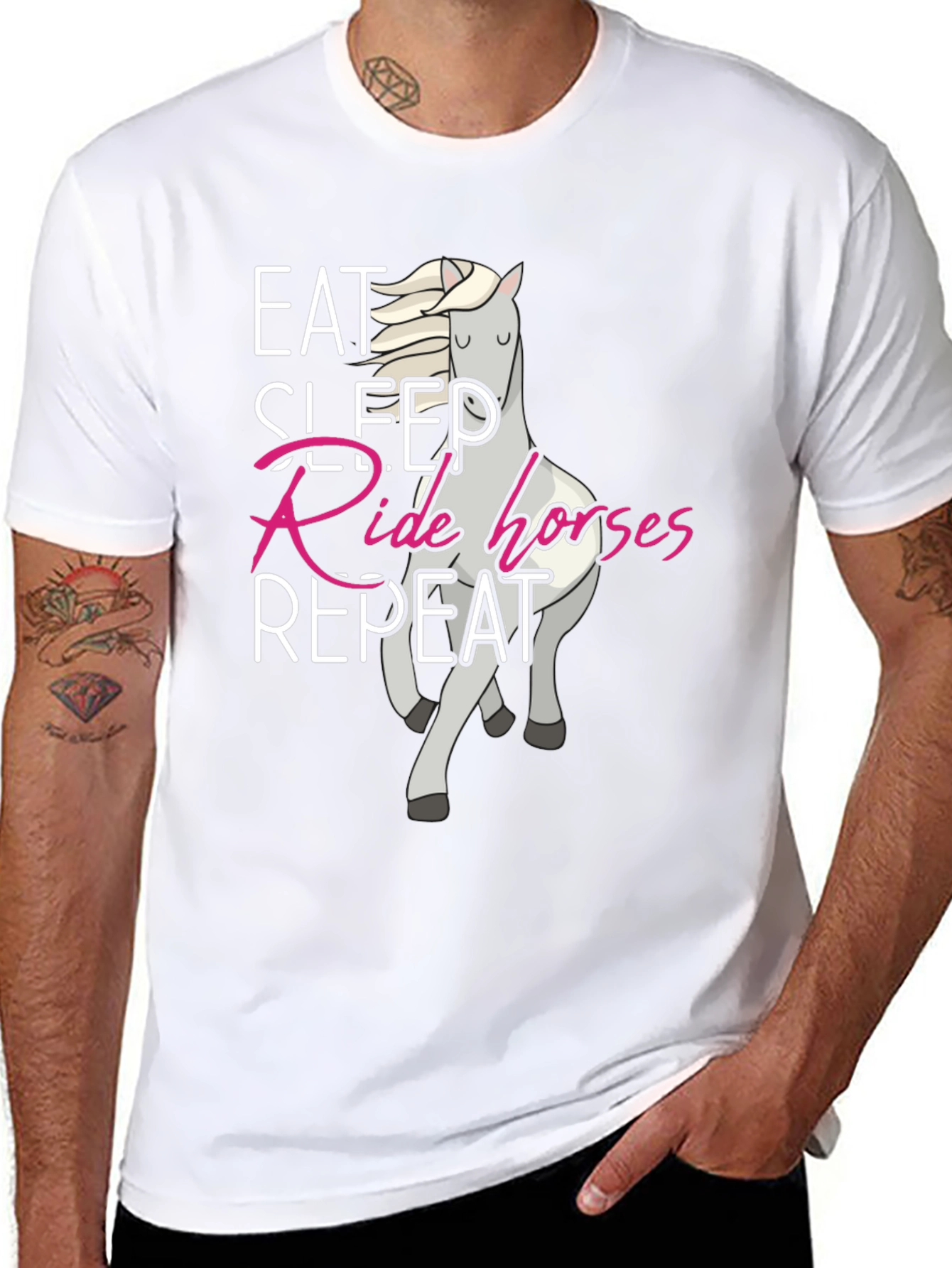 Eat Sleep Ride Horses Repeat Black T-Shirt