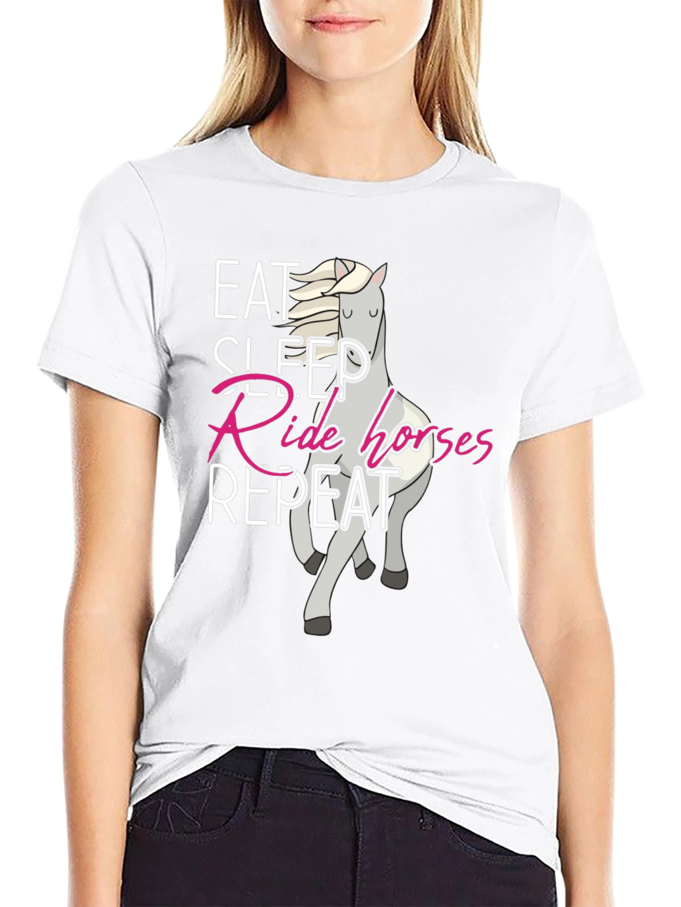 Eat Sleep Ride Horses Repeat Black T-Shirt