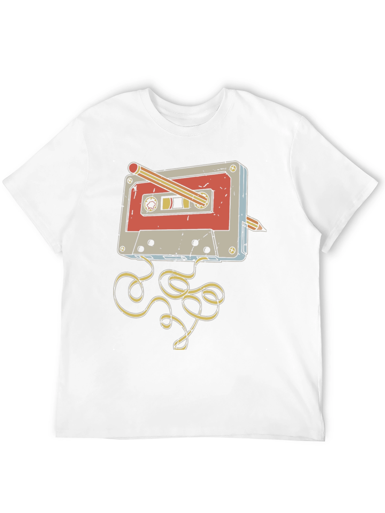 Retro Cassette Tape Pencil Rewind T-Shirt