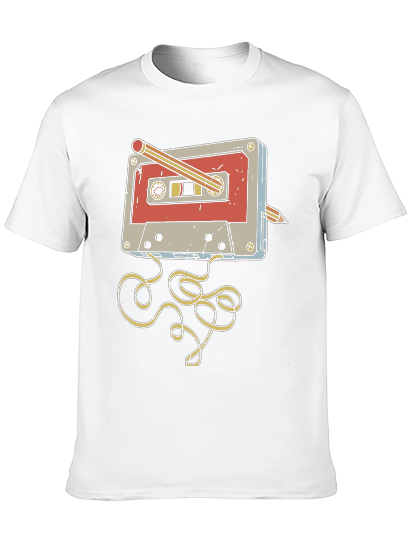 Retro Cassette Tape Pencil Rewind T-Shirt