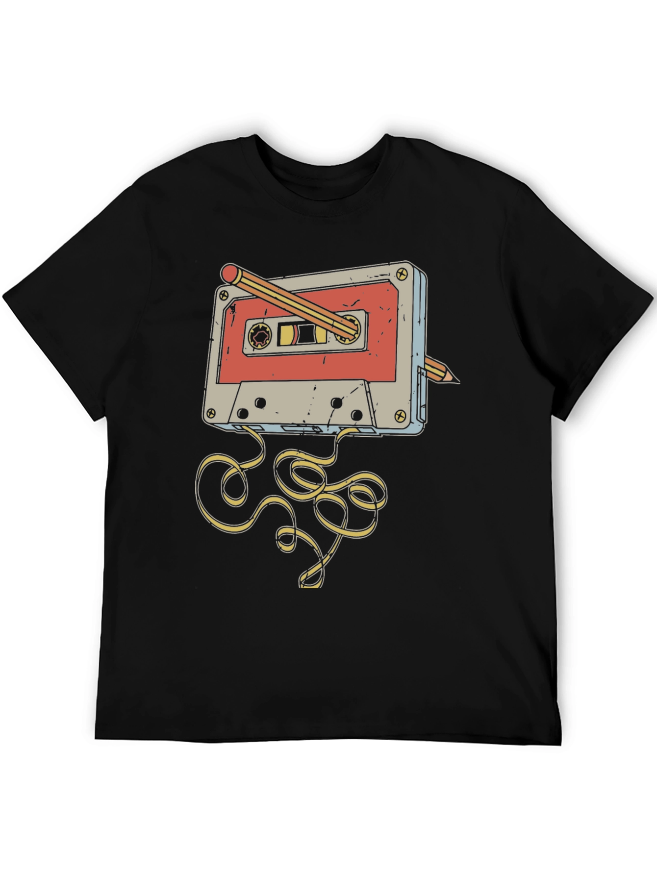 Retro Cassette Tape Pencil Rewind T-Shirt