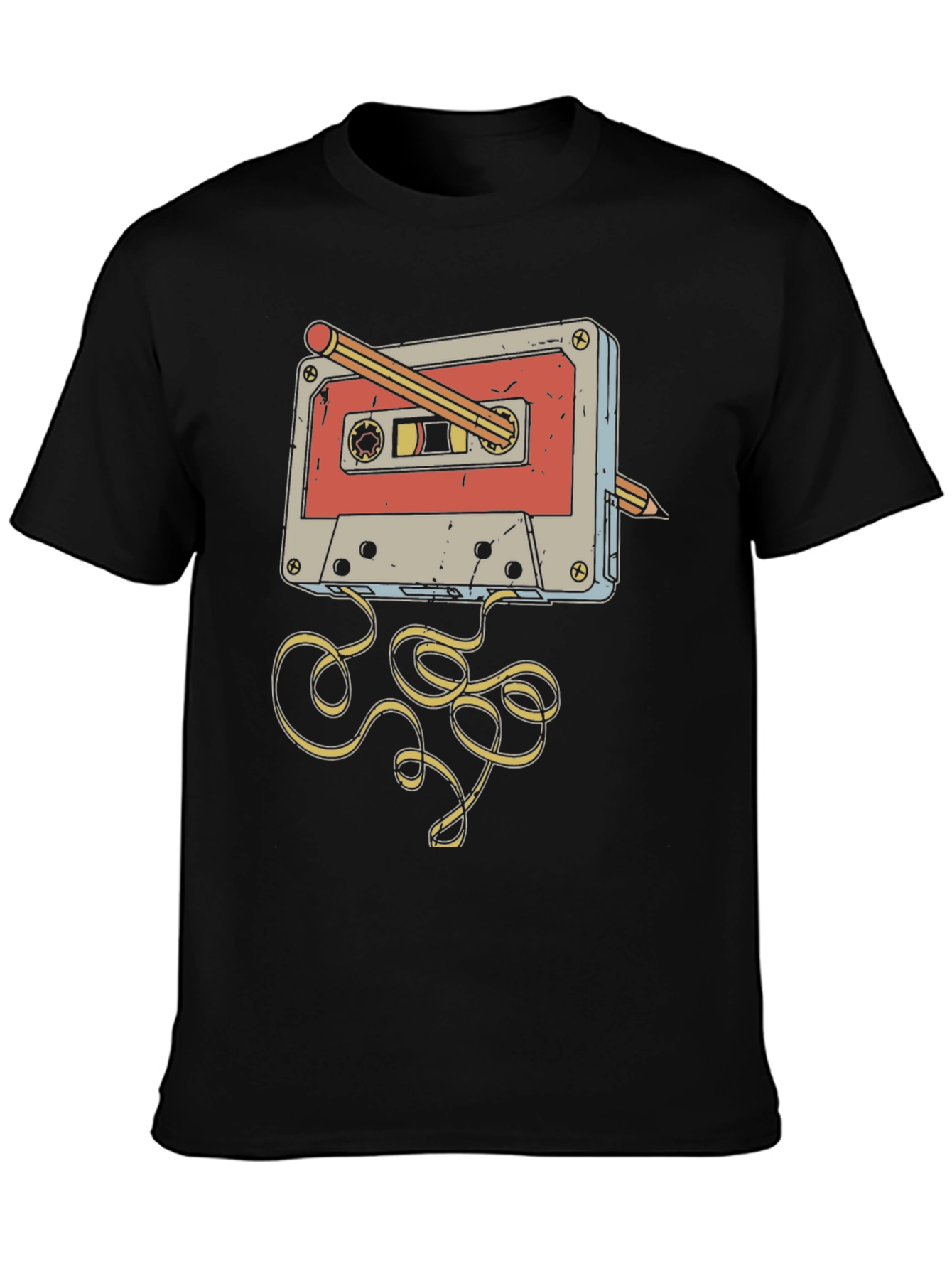 Retro Cassette Tape Pencil Rewind T-Shirt
