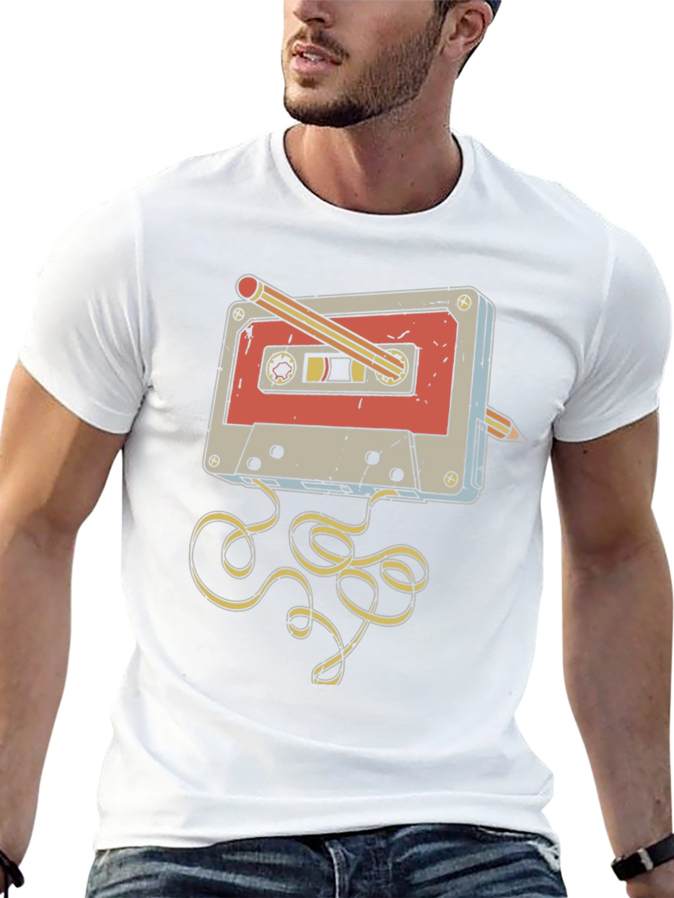 Retro Cassette Tape Pencil Rewind T-Shirt