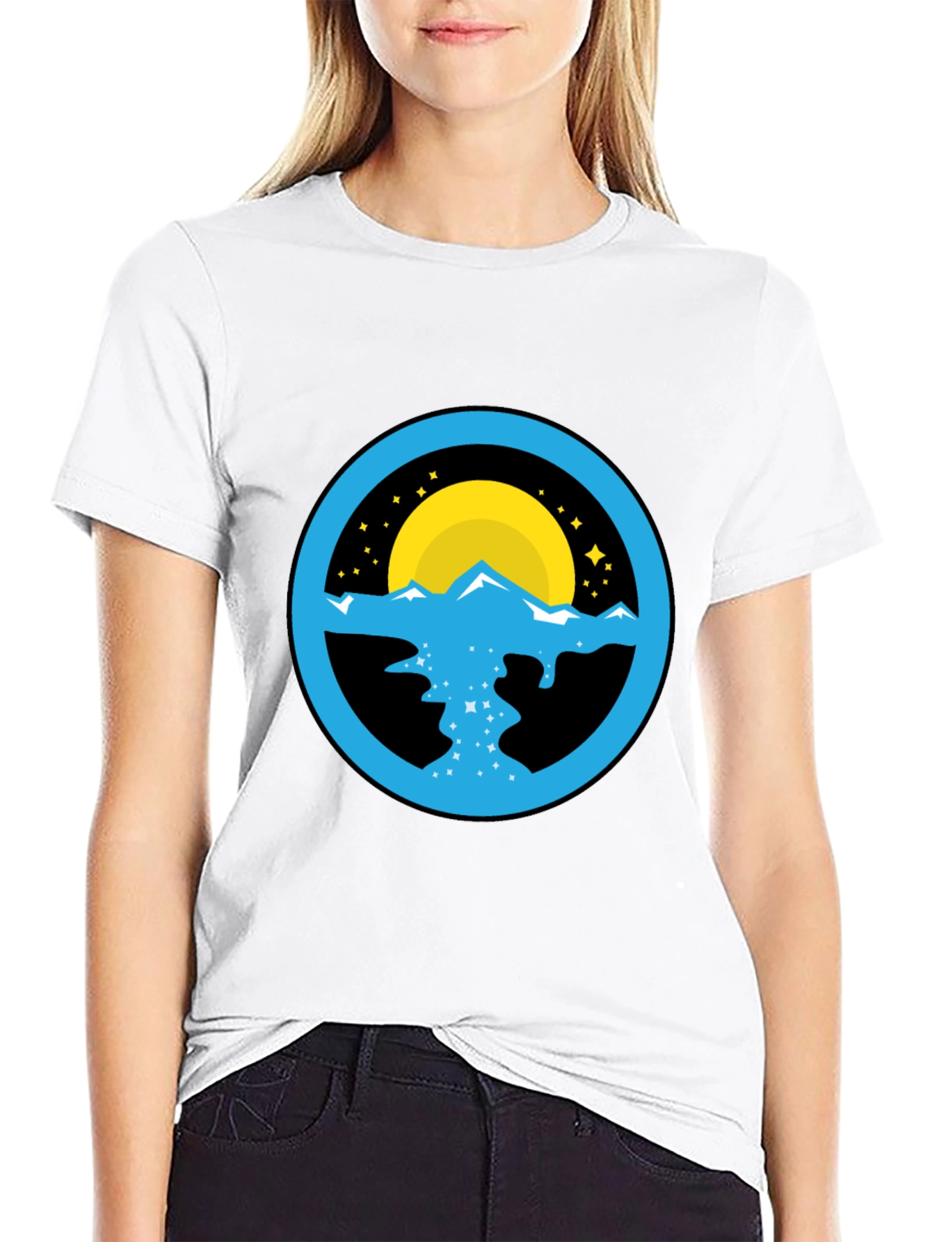 Mountain River Graphic Black T-Shirt