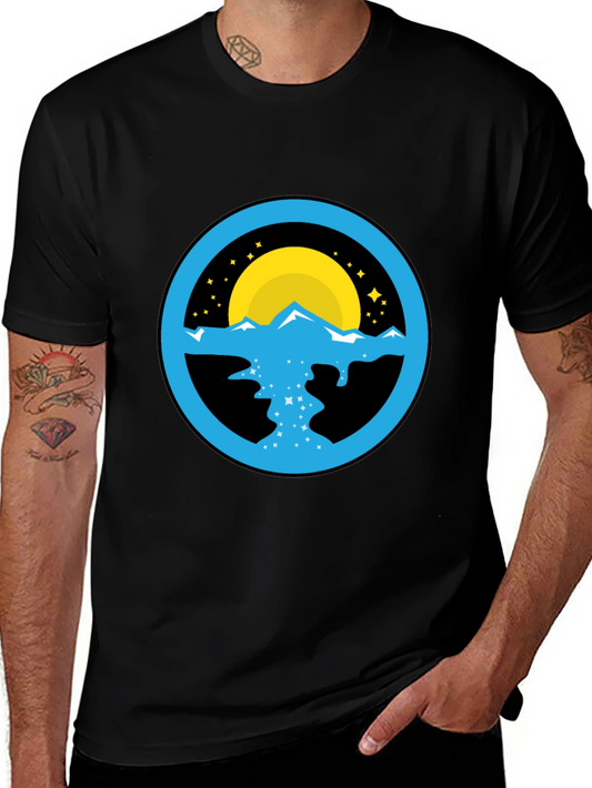 Mountain River Graphic Black T-Shirt