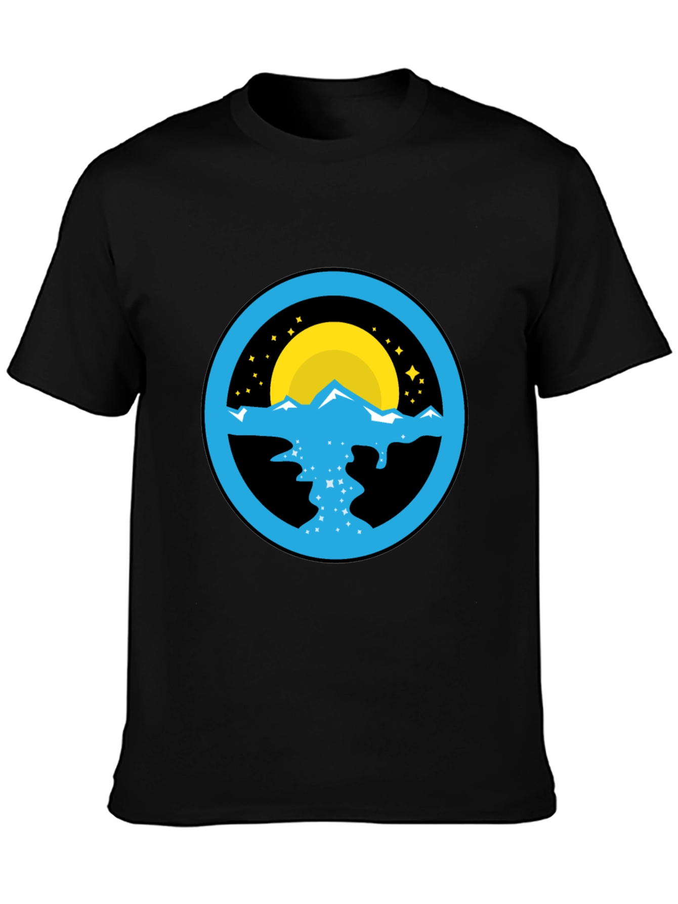 Mountain River Graphic Black T-Shirt