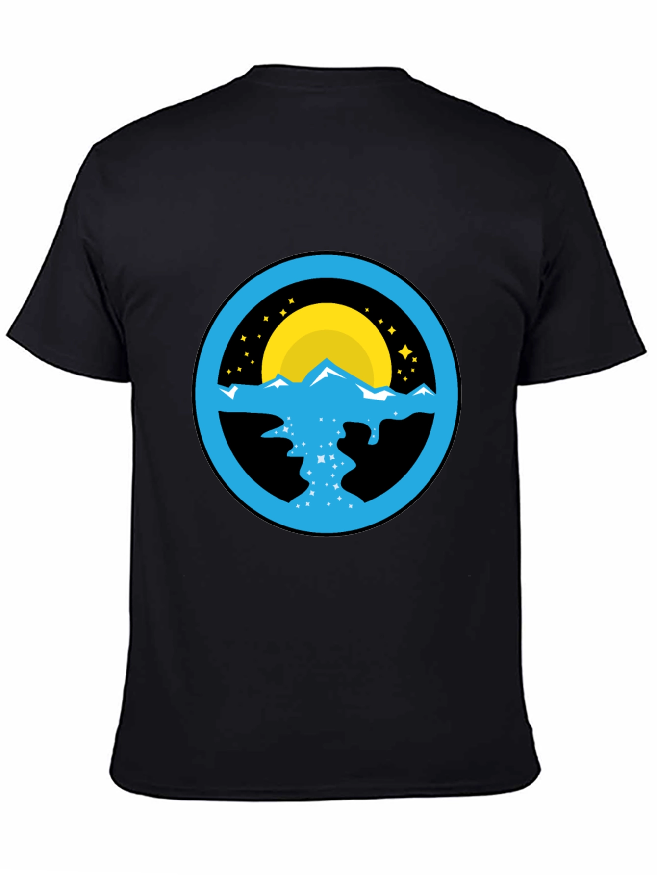 Mountain River Graphic Black T-Shirt