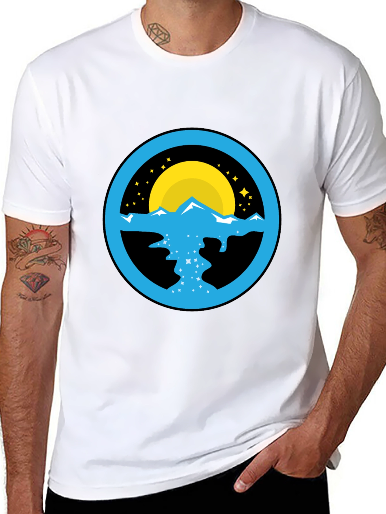 Mountain River Graphic Black T-Shirt