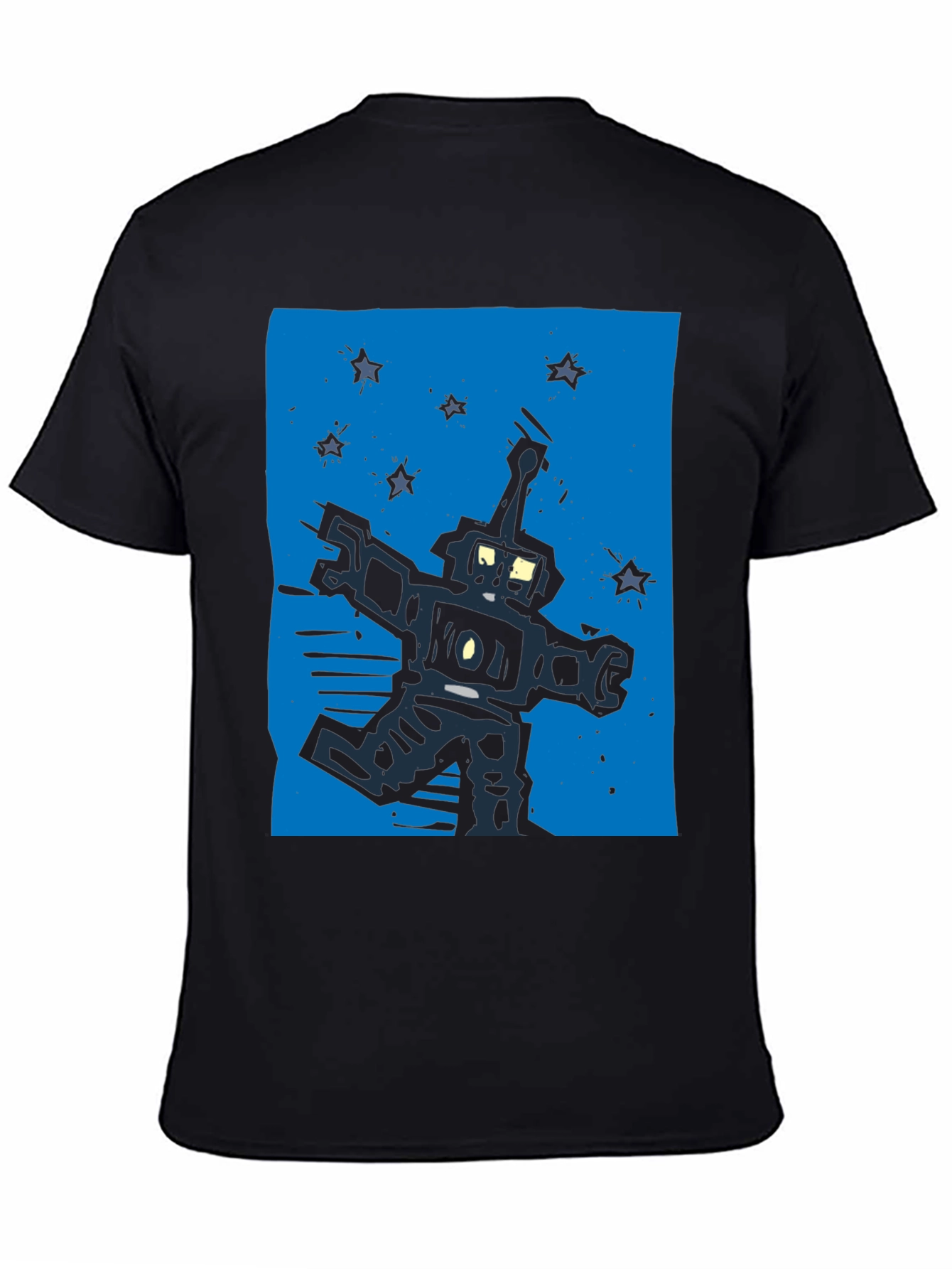 Retro Robot Graphic Black T-Shirt