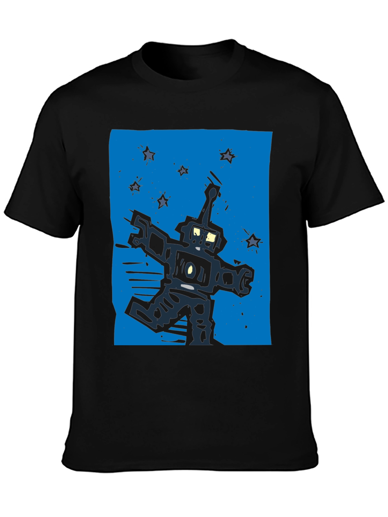 Retro Robot Graphic Black T-Shirt