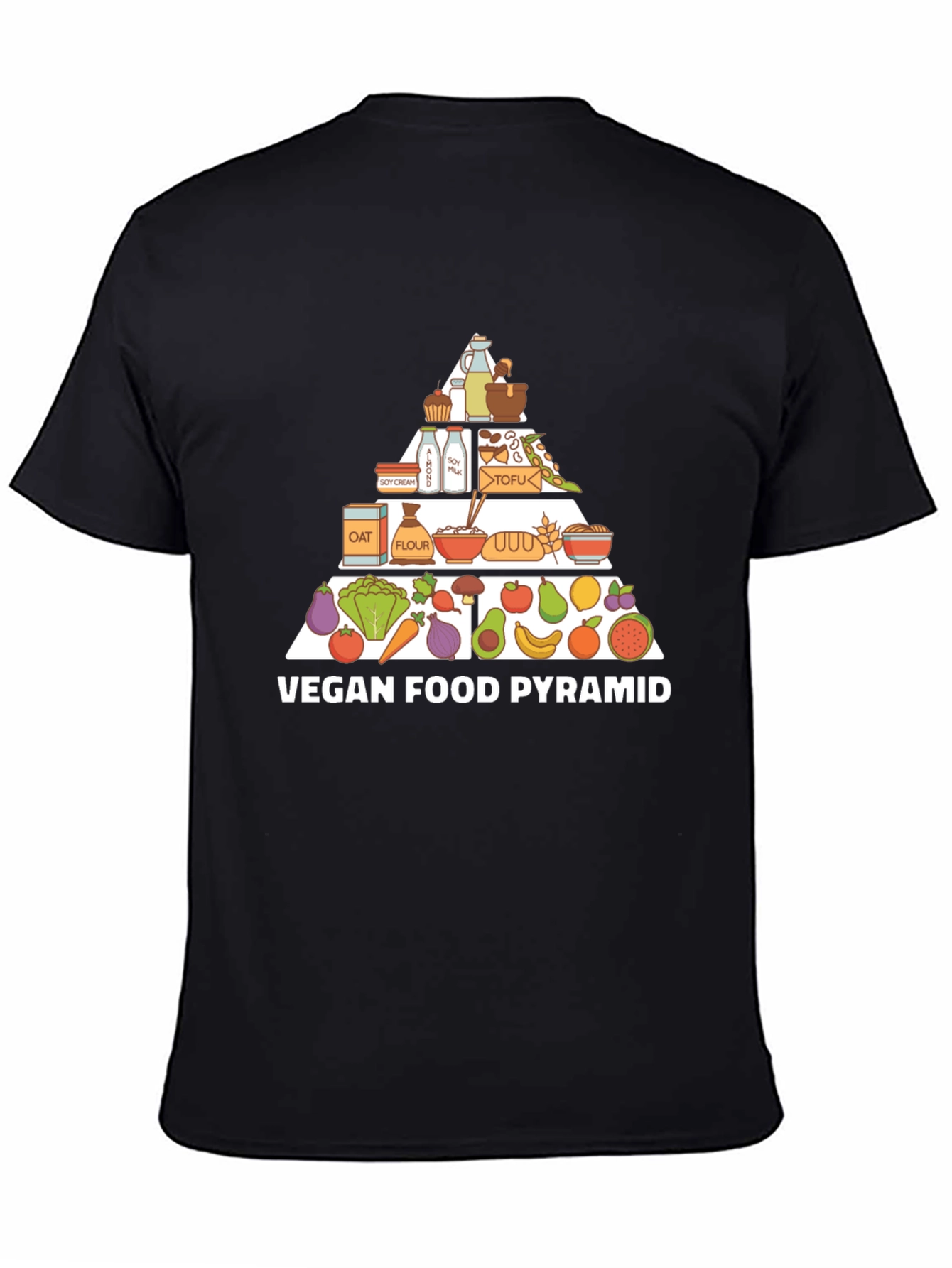 Vegan Food Pyramid T-Shirt - Black Cotton Tee