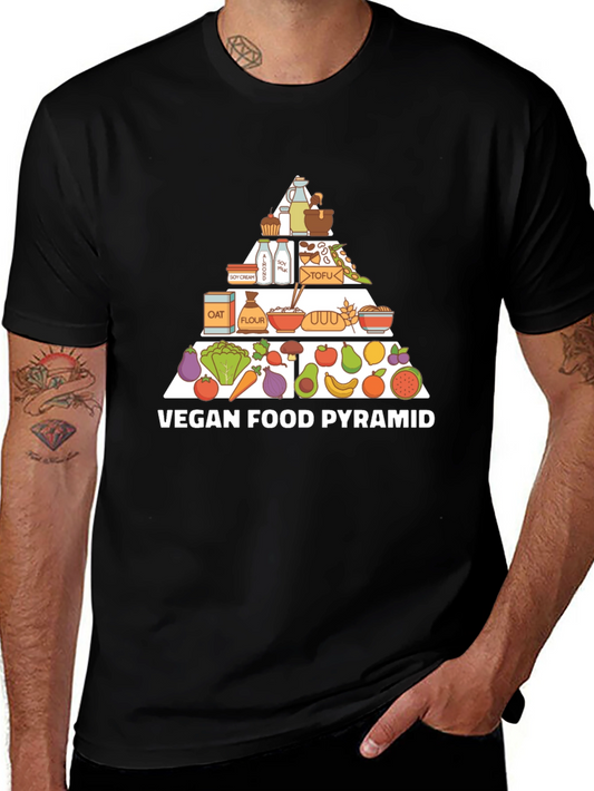 Vegan Food Pyramid T-Shirt - Black Cotton Tee