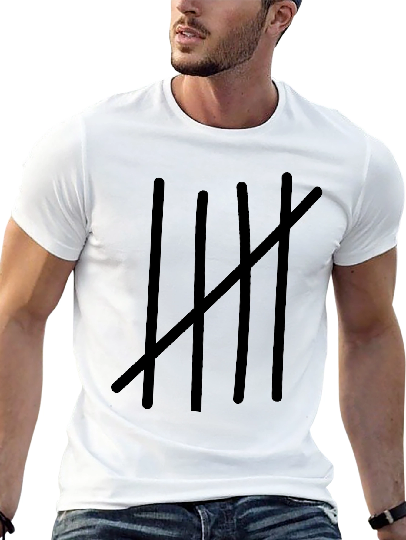 Tally Mark Graphic Tee - Mens Black Cotton T-Shirt