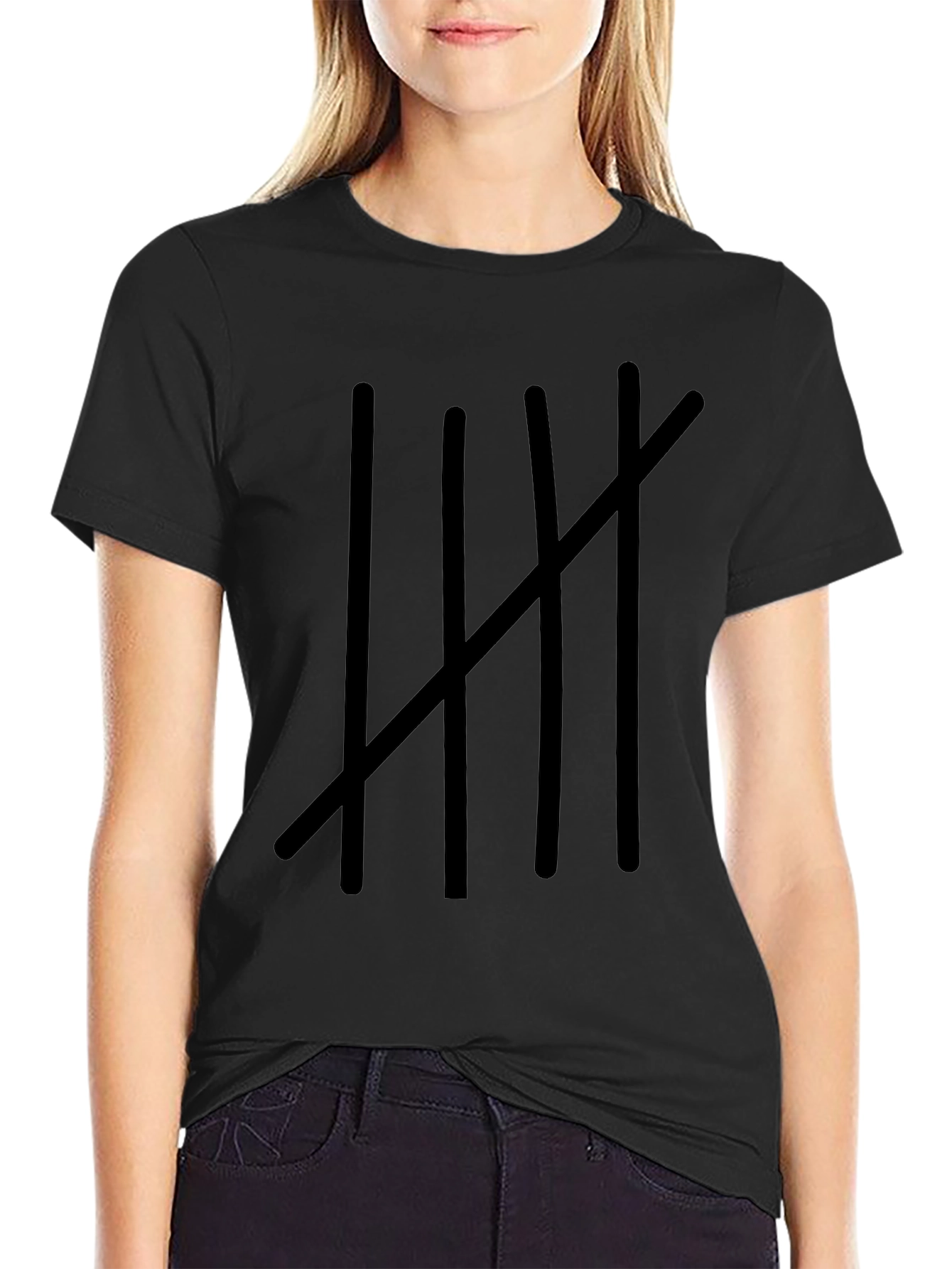 Tally Mark Graphic Tee - Mens Black Cotton T-Shirt