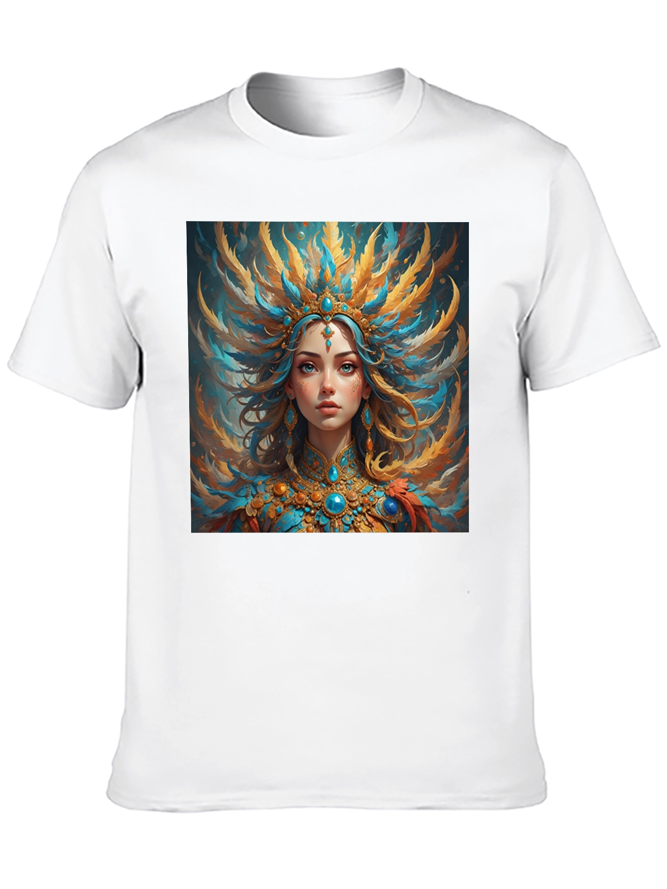Artistic Graphic Tee: Woman with Headdress