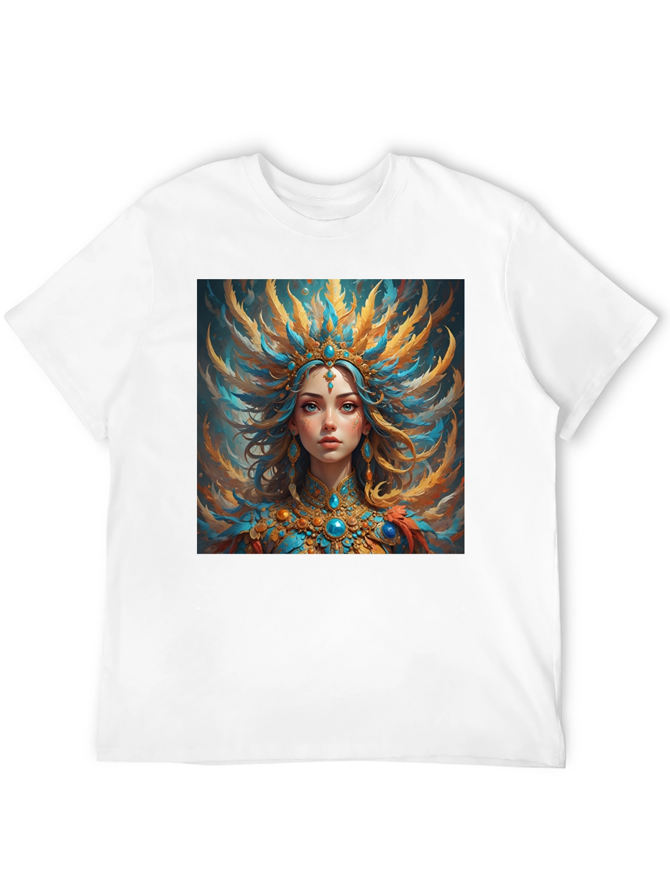 Artistic Graphic Tee: Woman with Headdress