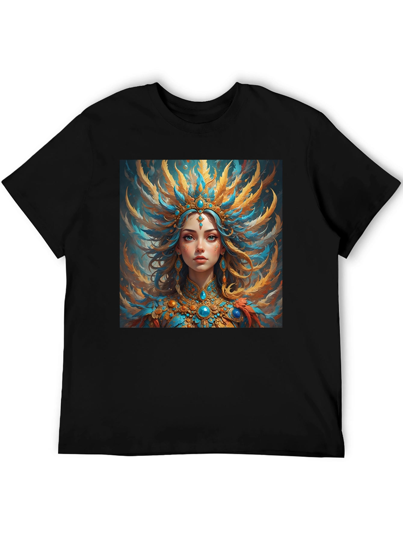 Artistic Graphic Tee: Woman with Headdress