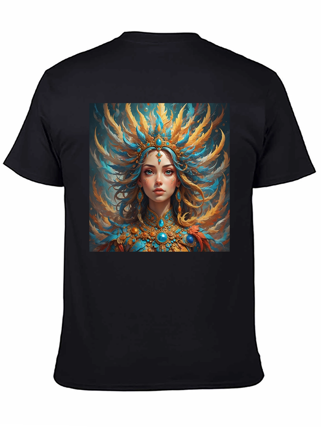 Artistic Graphic Tee: Woman with Headdress