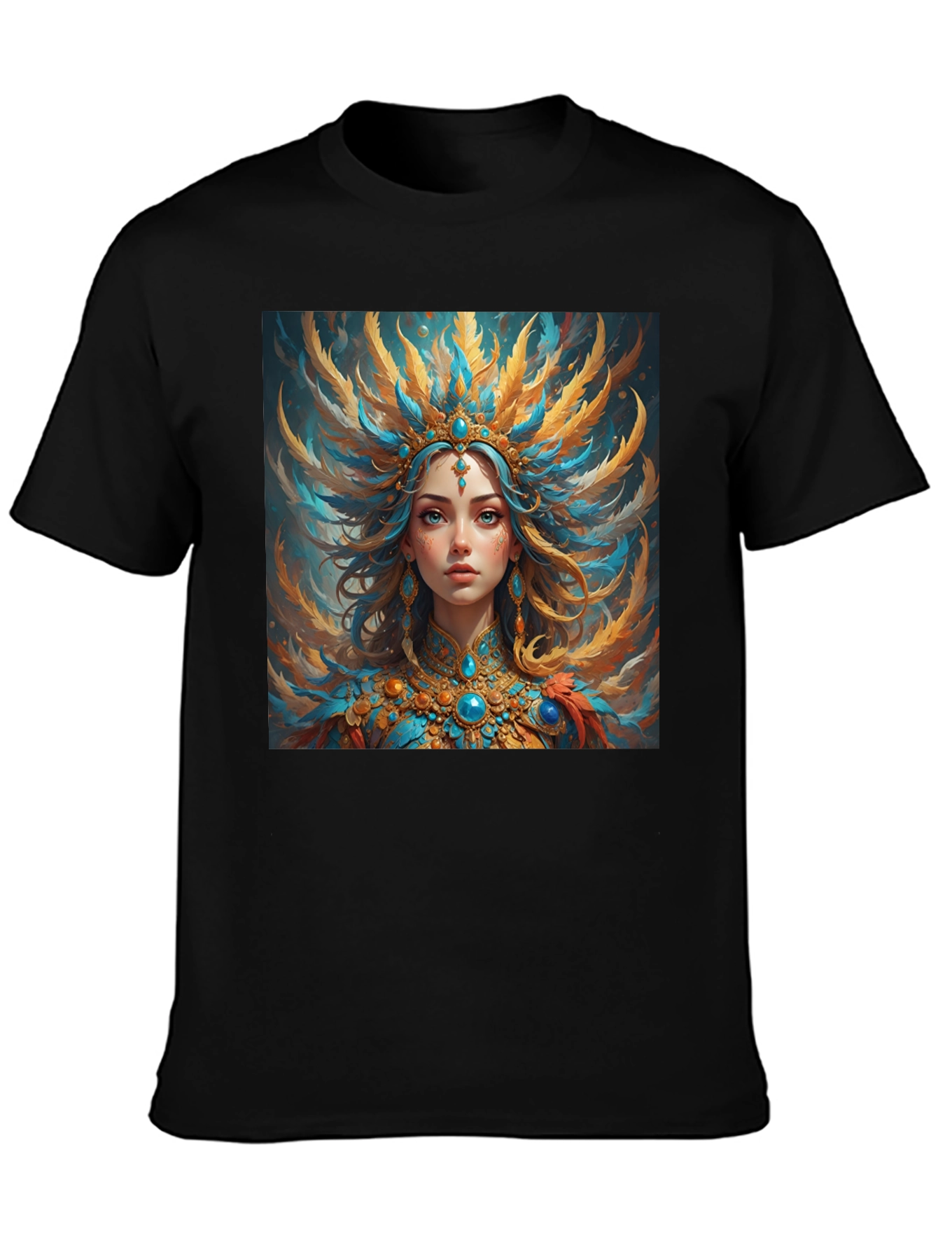 Artistic Graphic Tee: Woman with Headdress