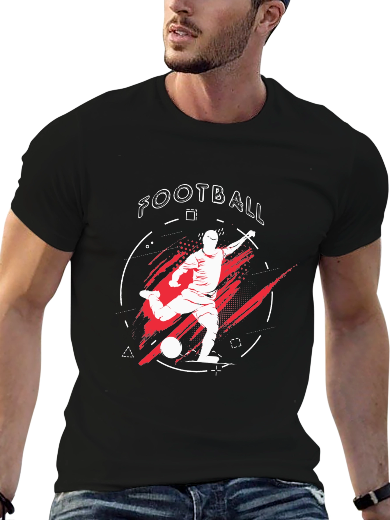 Football Graphic Tee - Sporty Black T-Shirt