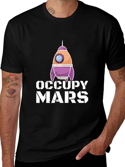 Occupy Mars Rocket Graphic T-Shirt - Space Exploration Tee