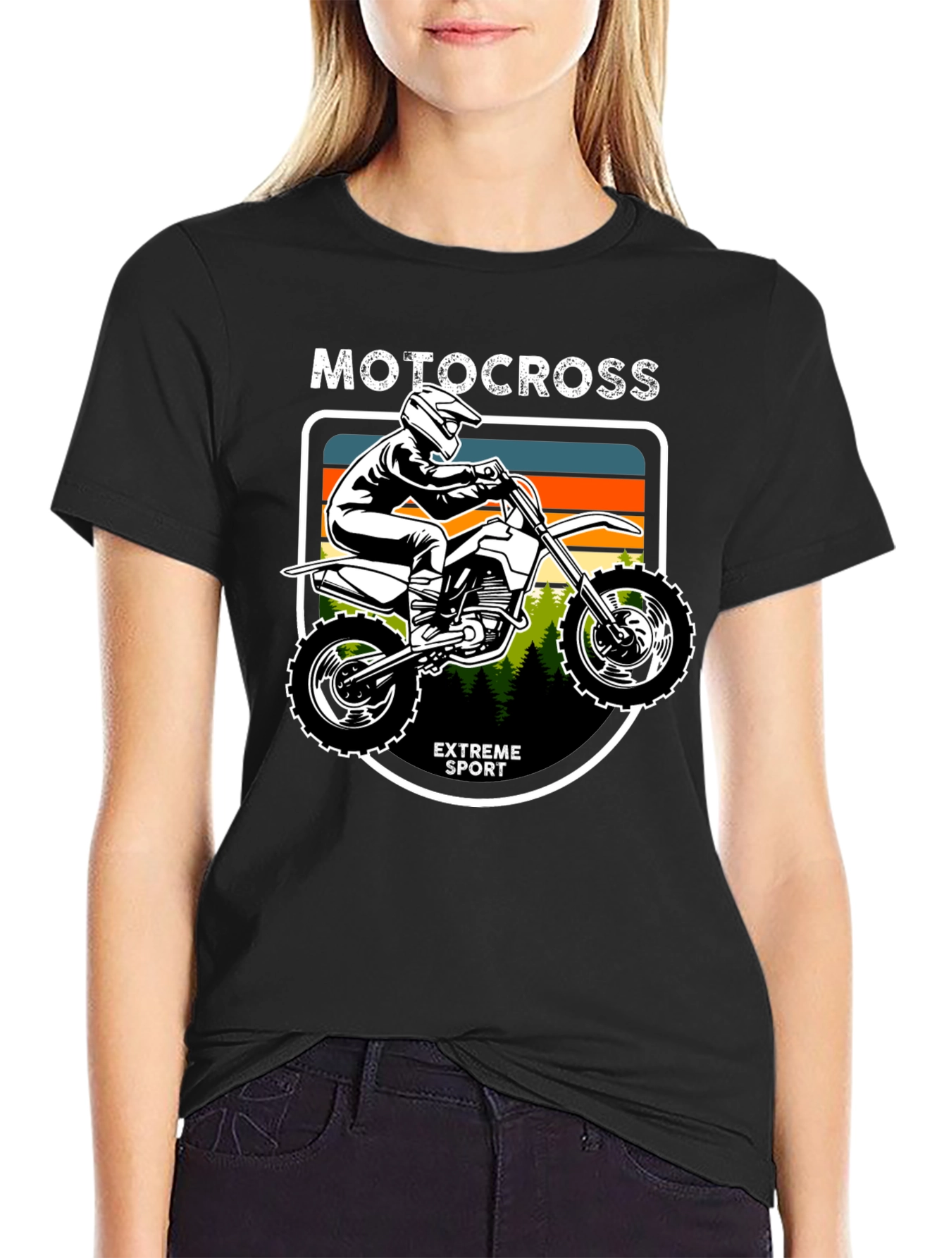 Motocross Extreme Sport Graphic Tee - Black