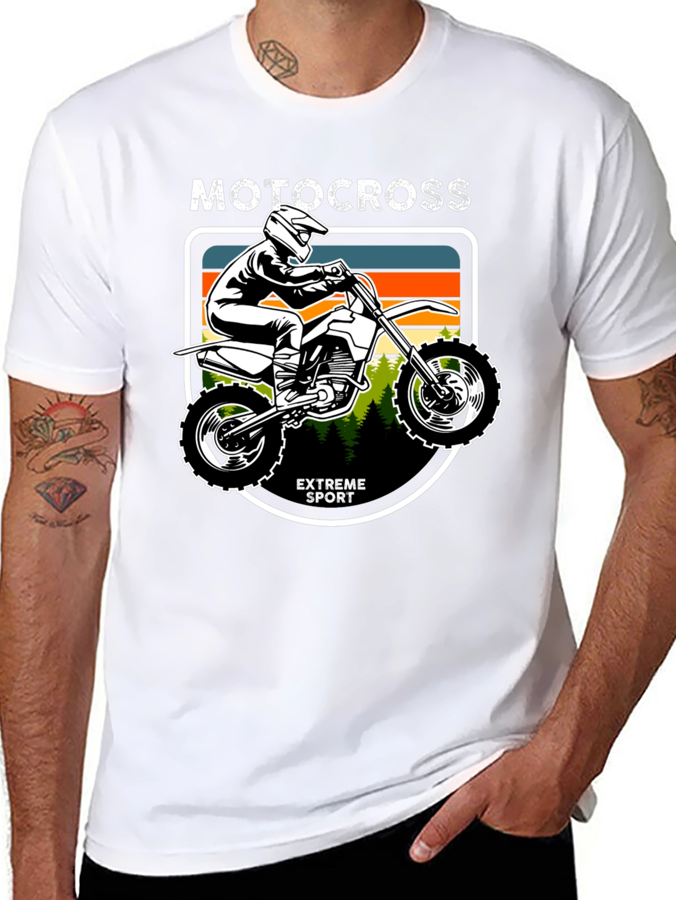 Motocross Extreme Sport Graphic Tee - Black