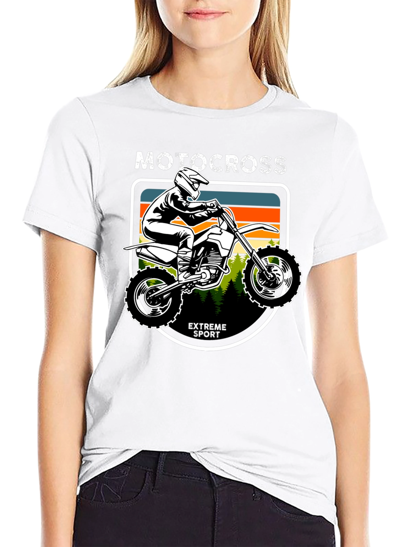 Motocross Extreme Sport Graphic Tee - Black