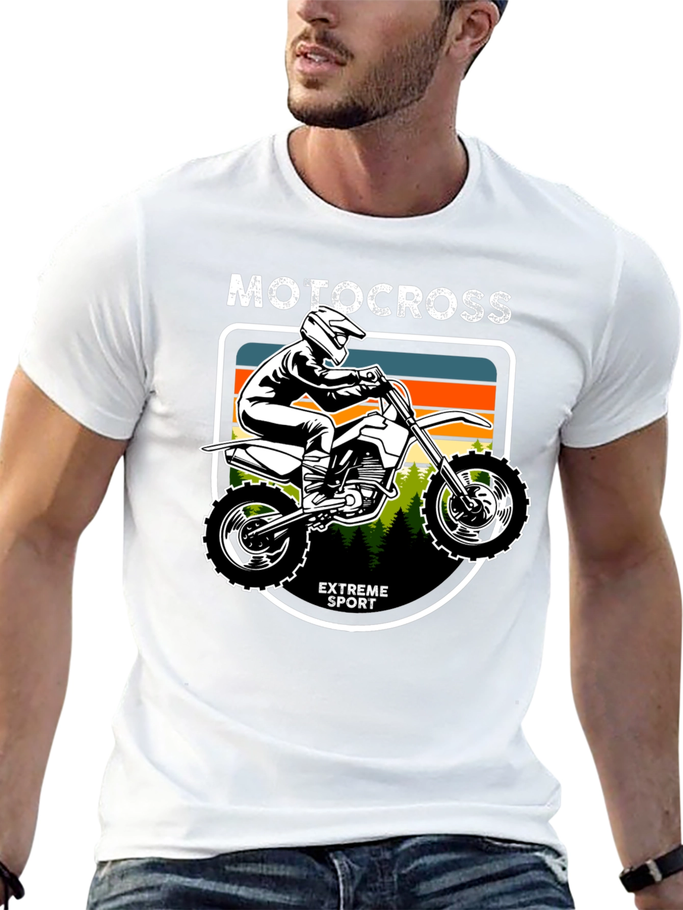 Motocross Extreme Sport Graphic Tee - Black