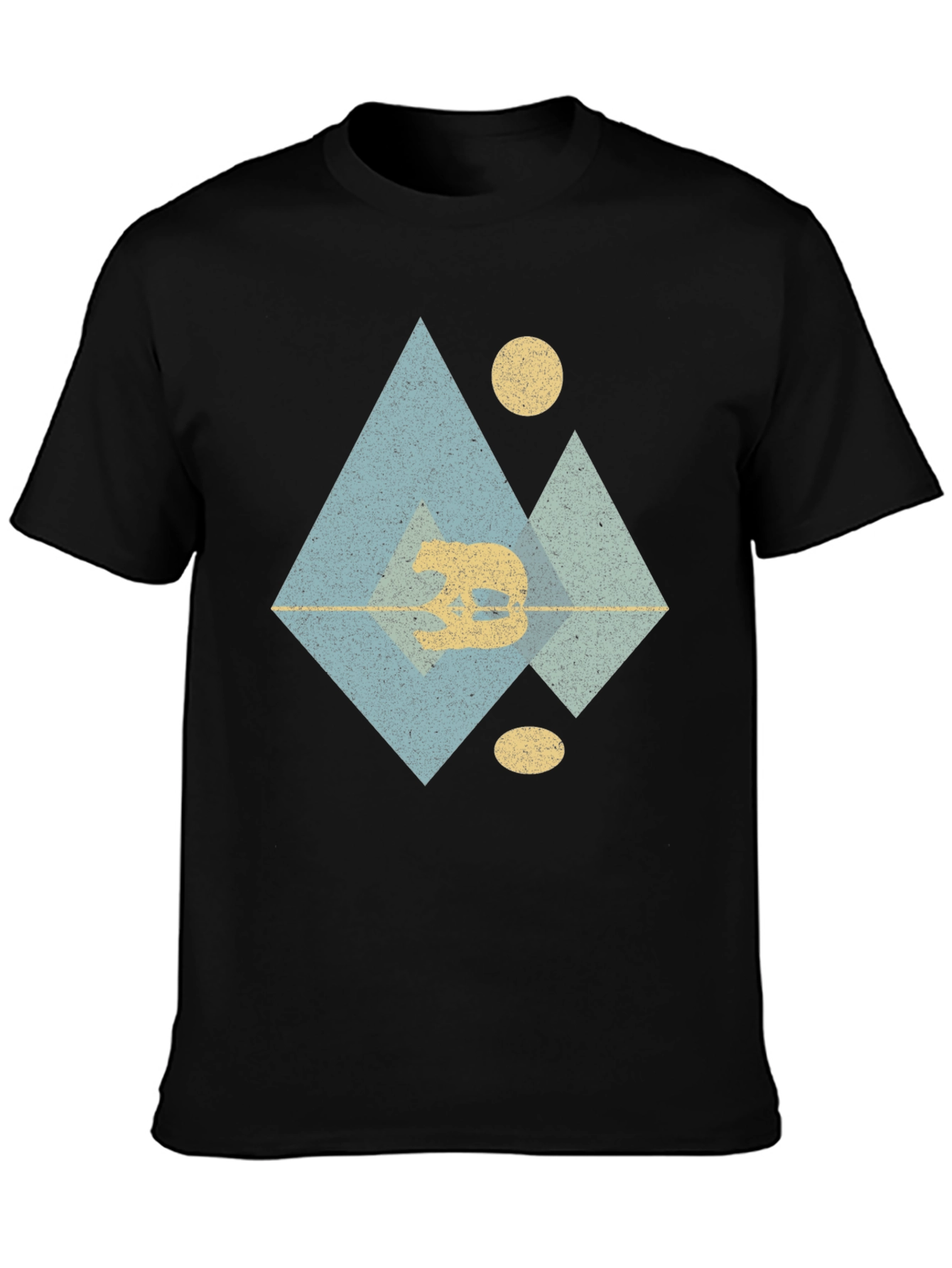 Geometric Bear Graphic Tee - Black