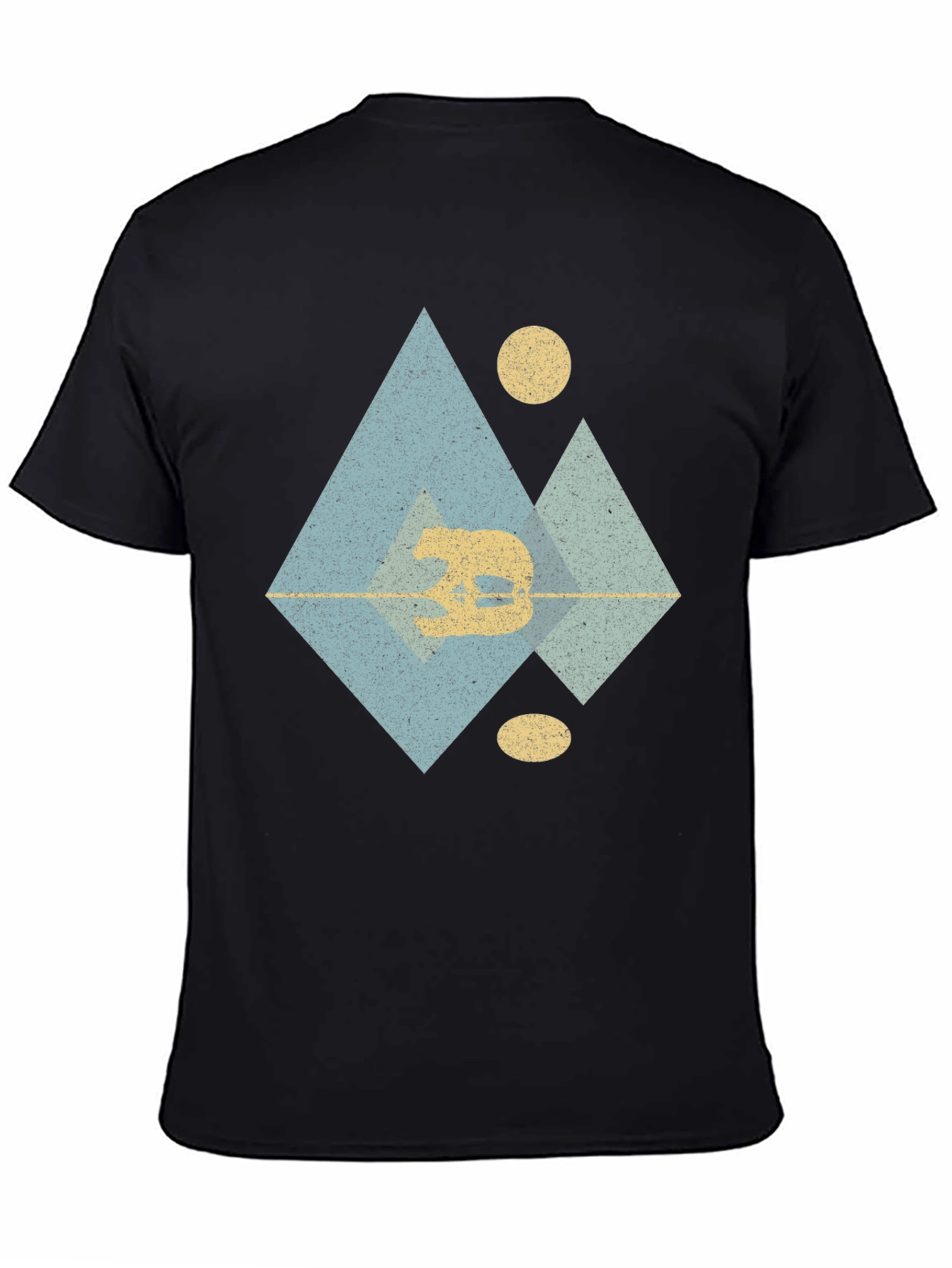Geometric Bear Graphic Tee - Black