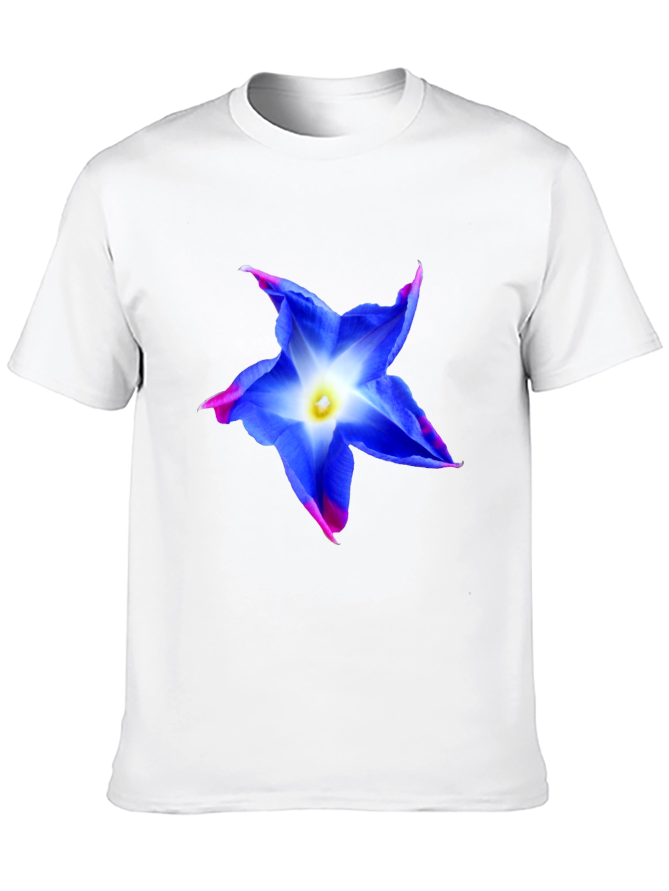 Blue Flower Graphic Tee - Stylish Mens Black T-Shirt